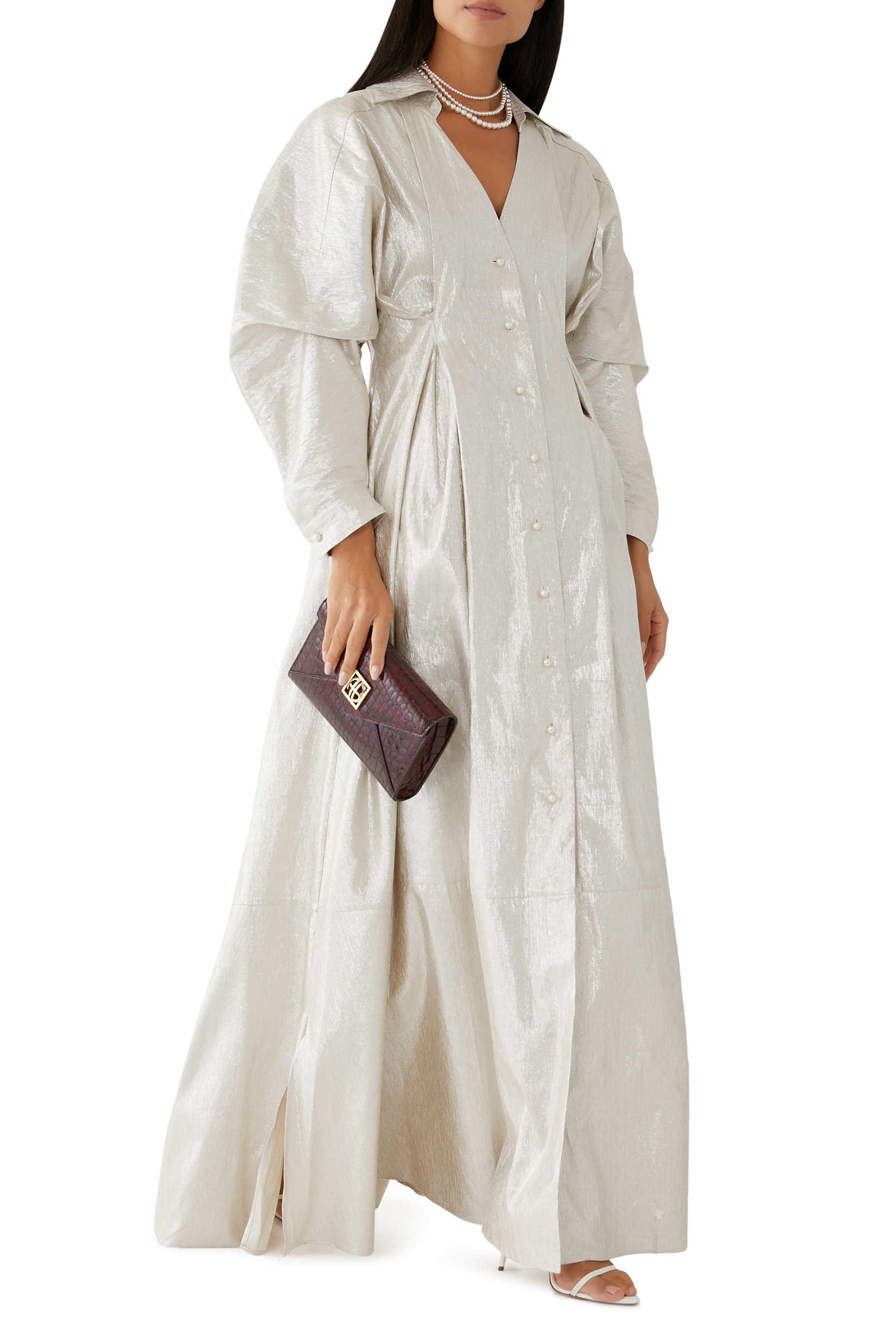 فستان طويل أونستي أوبنز مزيج كتان لامع