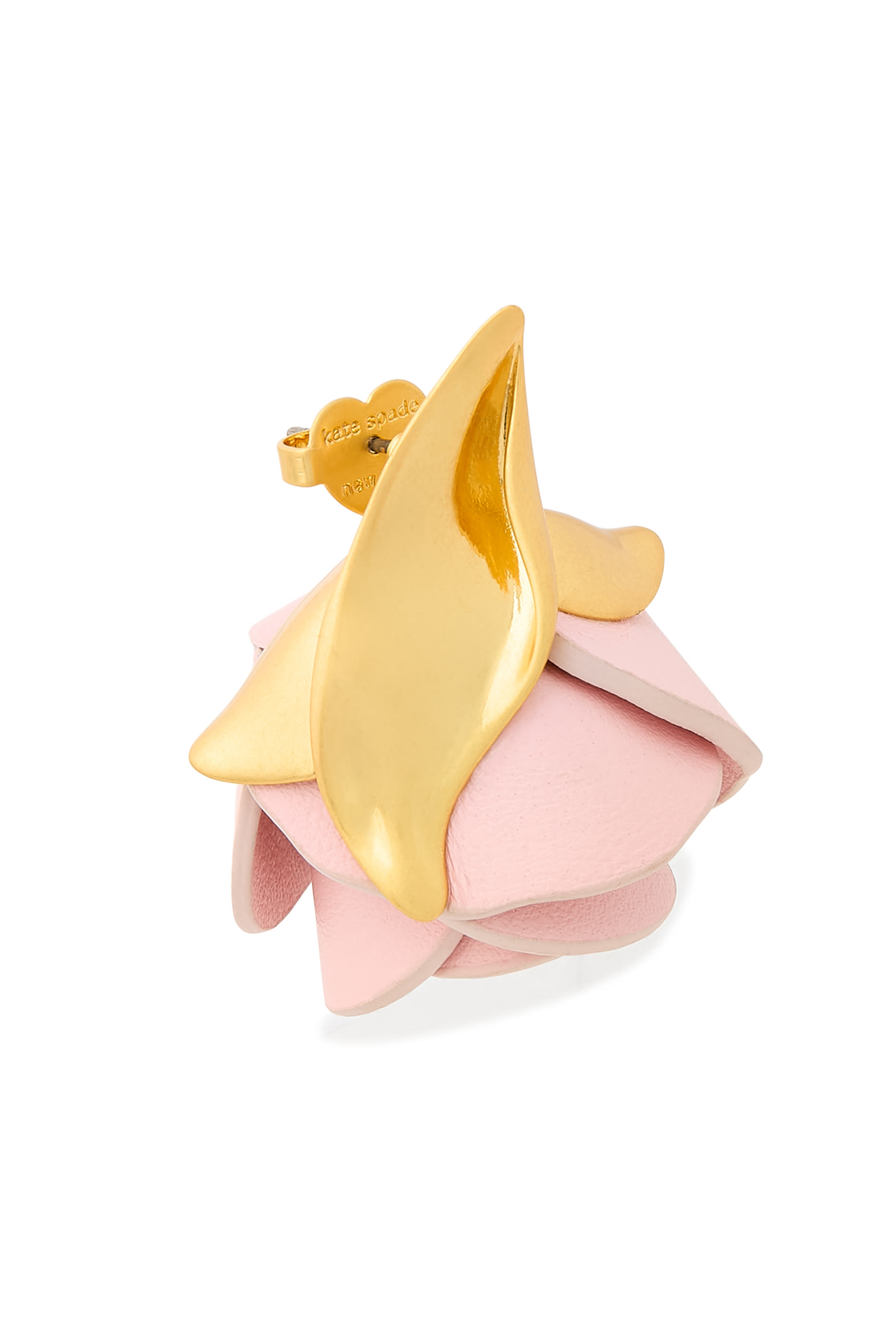 أقراط بتصميم براعم ورد مرصعة بأحجار زركونيا مكعبة، جلد