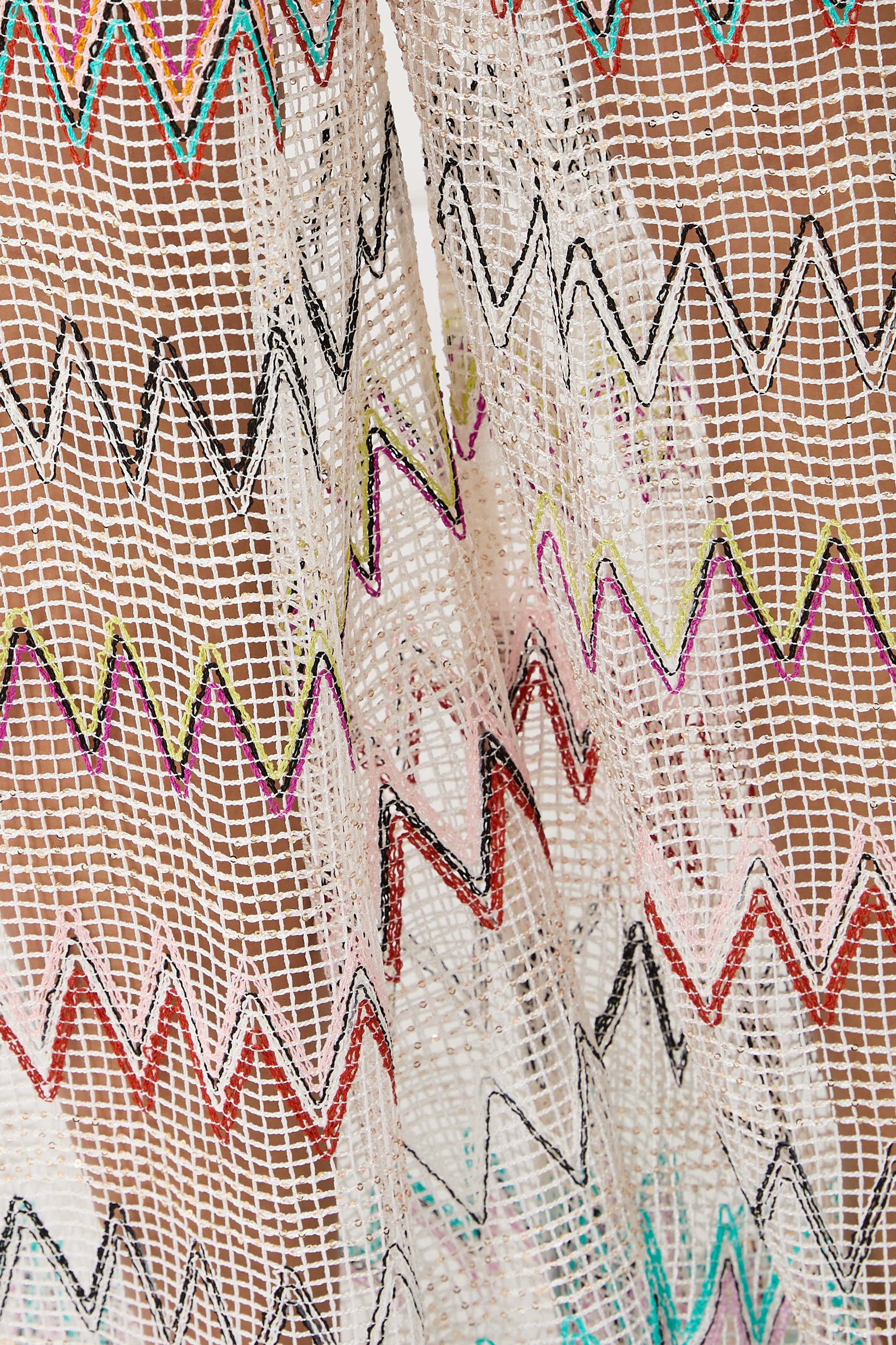 بنطال ماري منسوج بنمط شيفرون بقصة ساق واسعة مزين بترتر