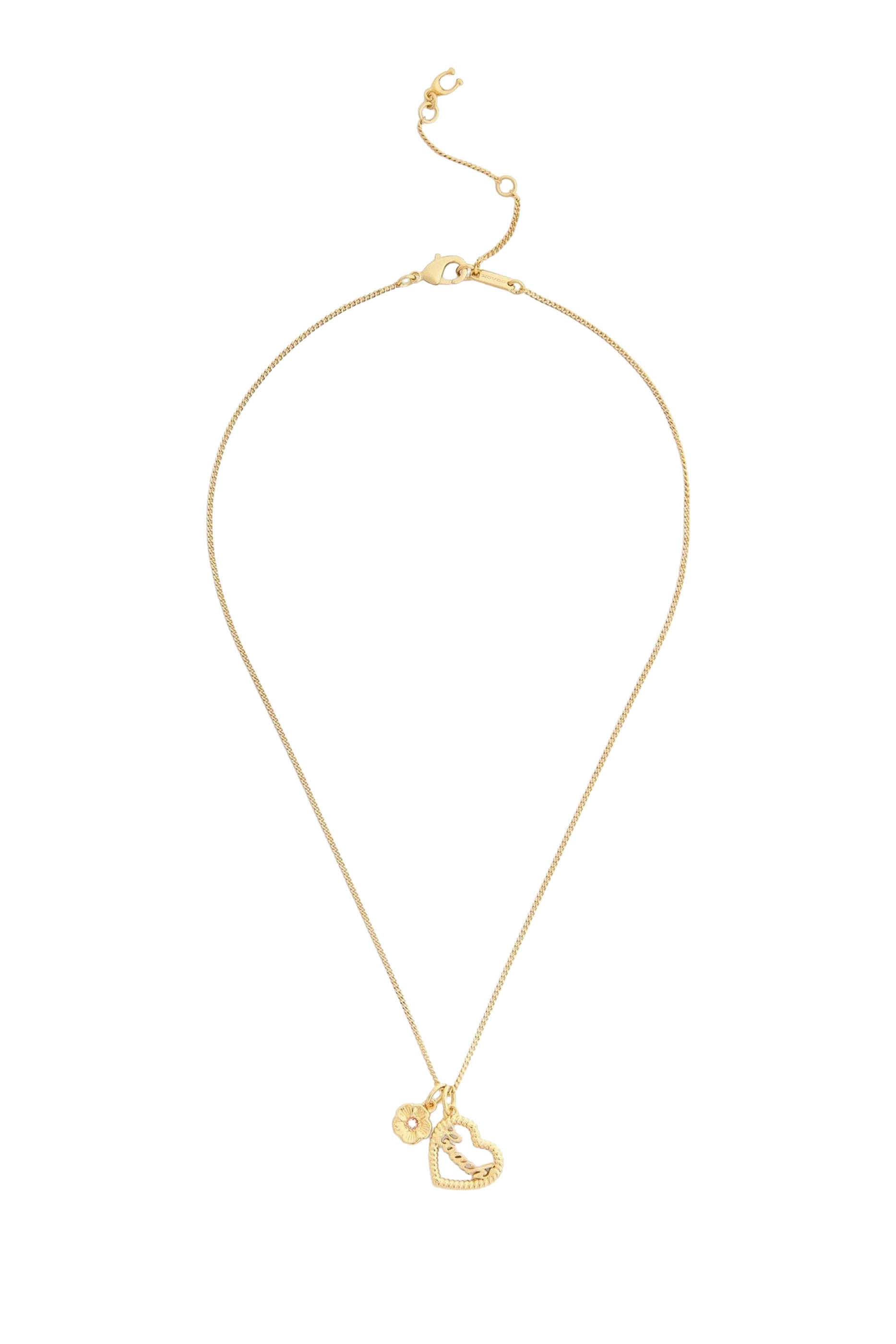 قلادة قصيرة بحلية قلب بشعار الماركة نحاس مطلي