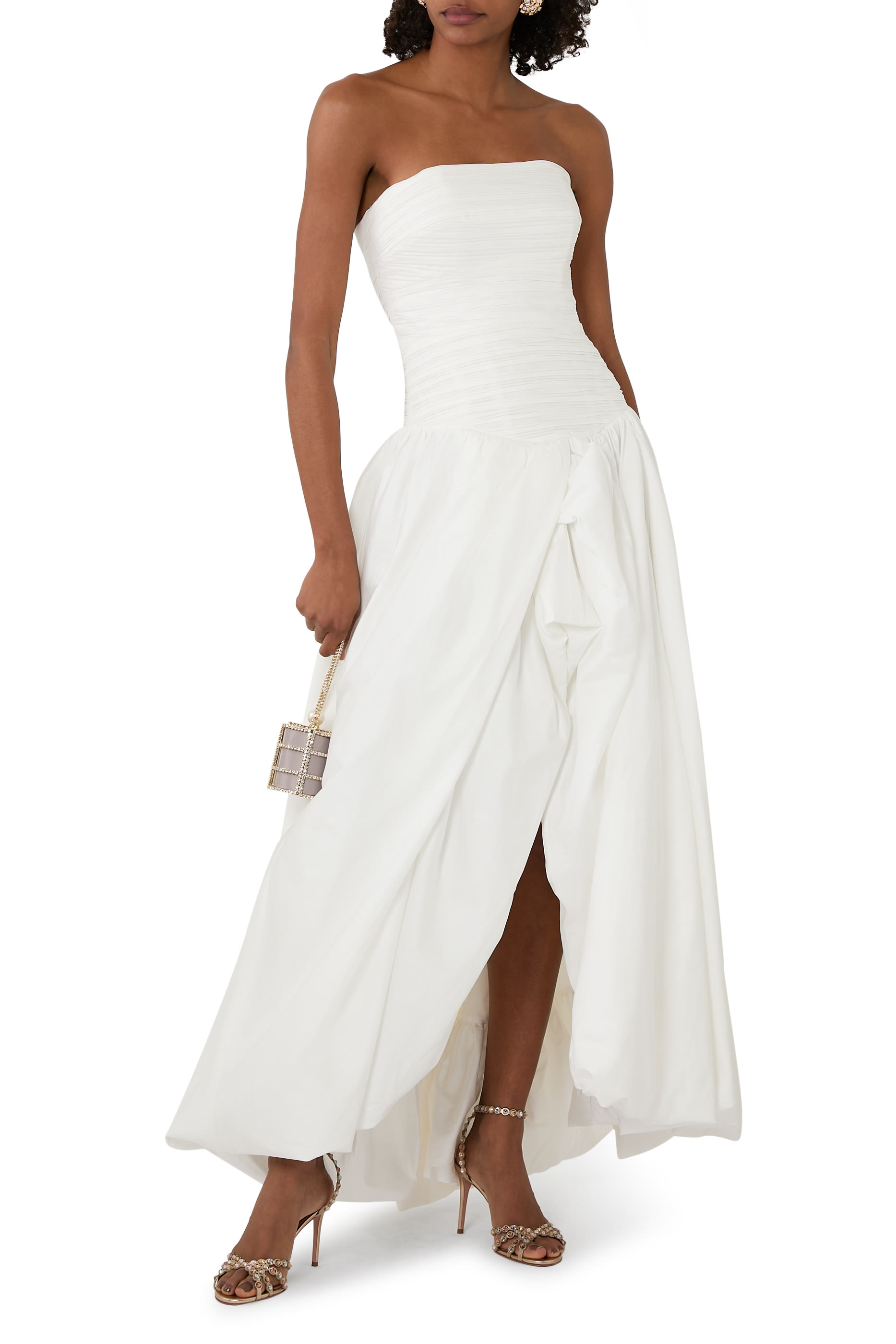 فستان فيوليت طويل بحافة منفوخة