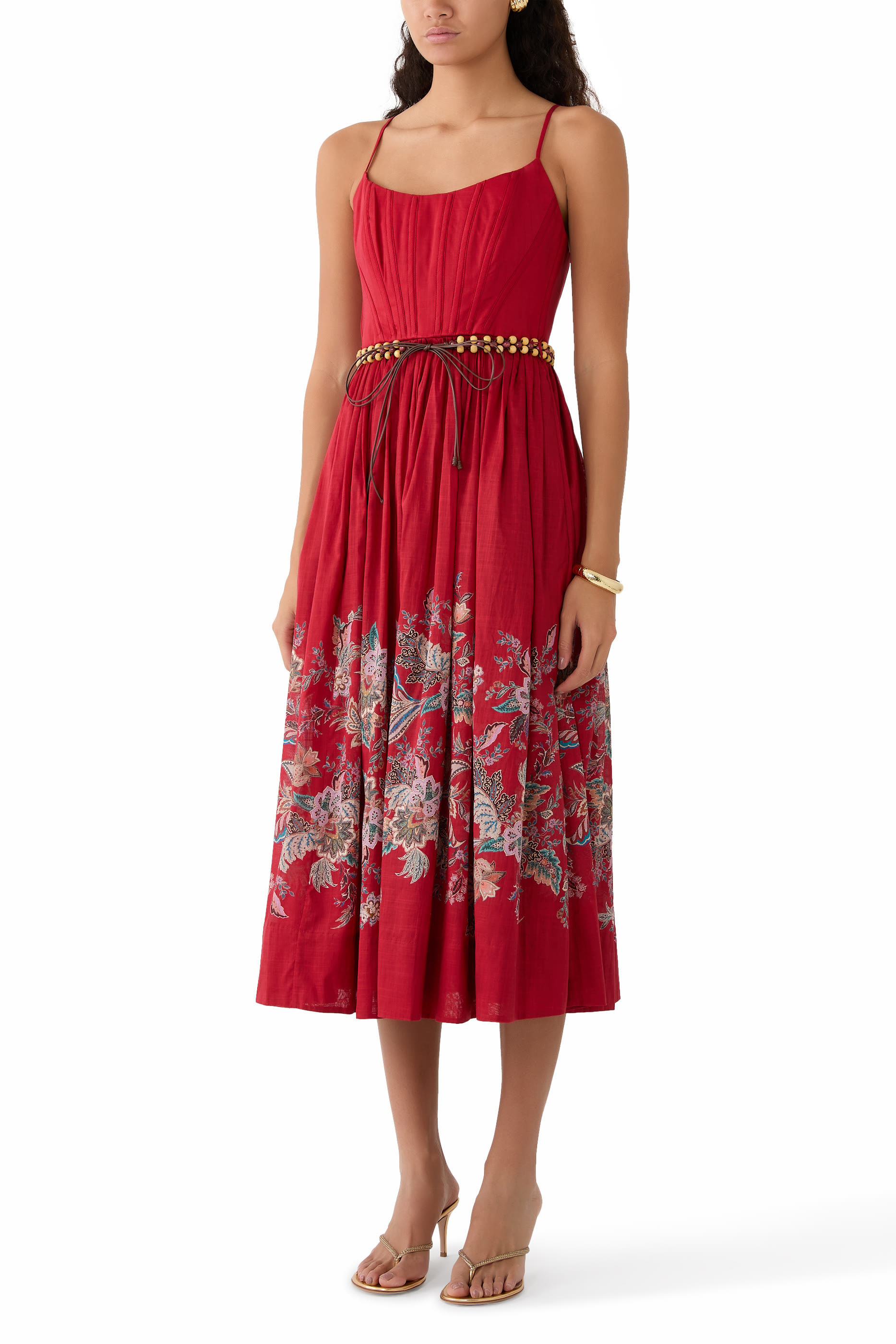 فستان ريانون متوسط الطول بصدرية كورسيه