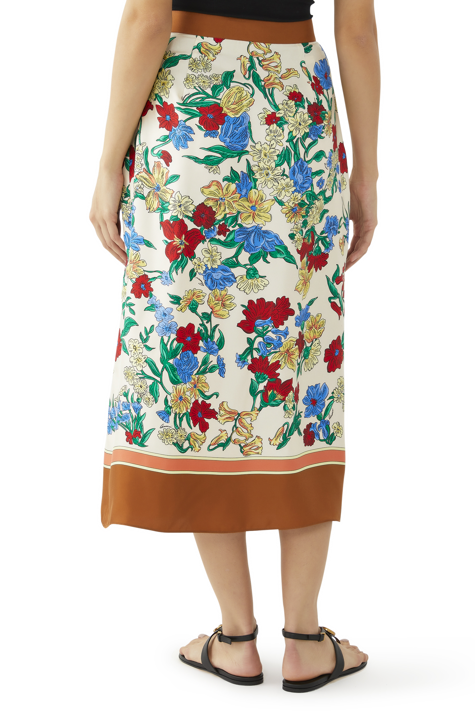 تنورة حرير بنقشة زهور