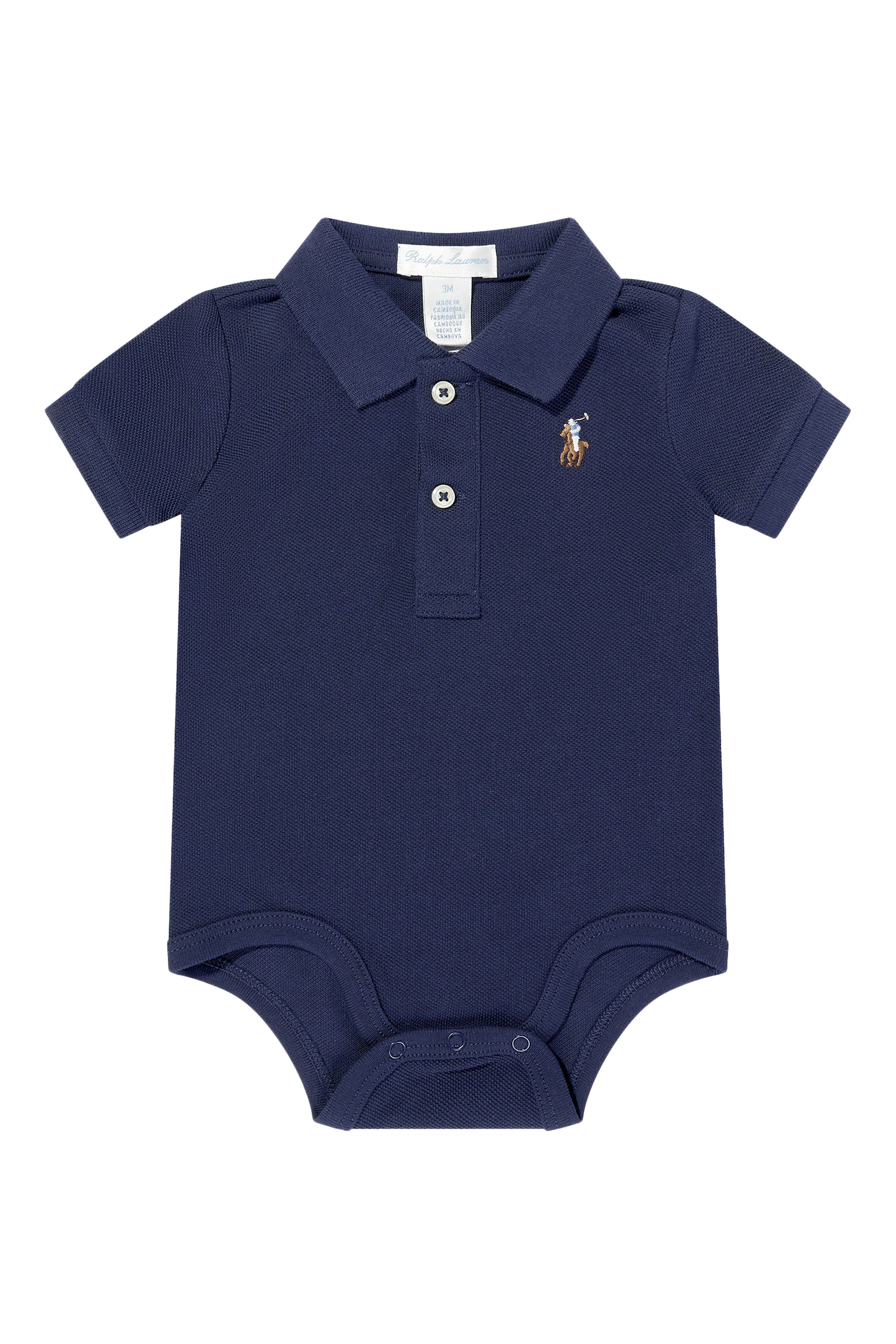 طقم أفرول ومريلة بشعار الماركة للأطفال