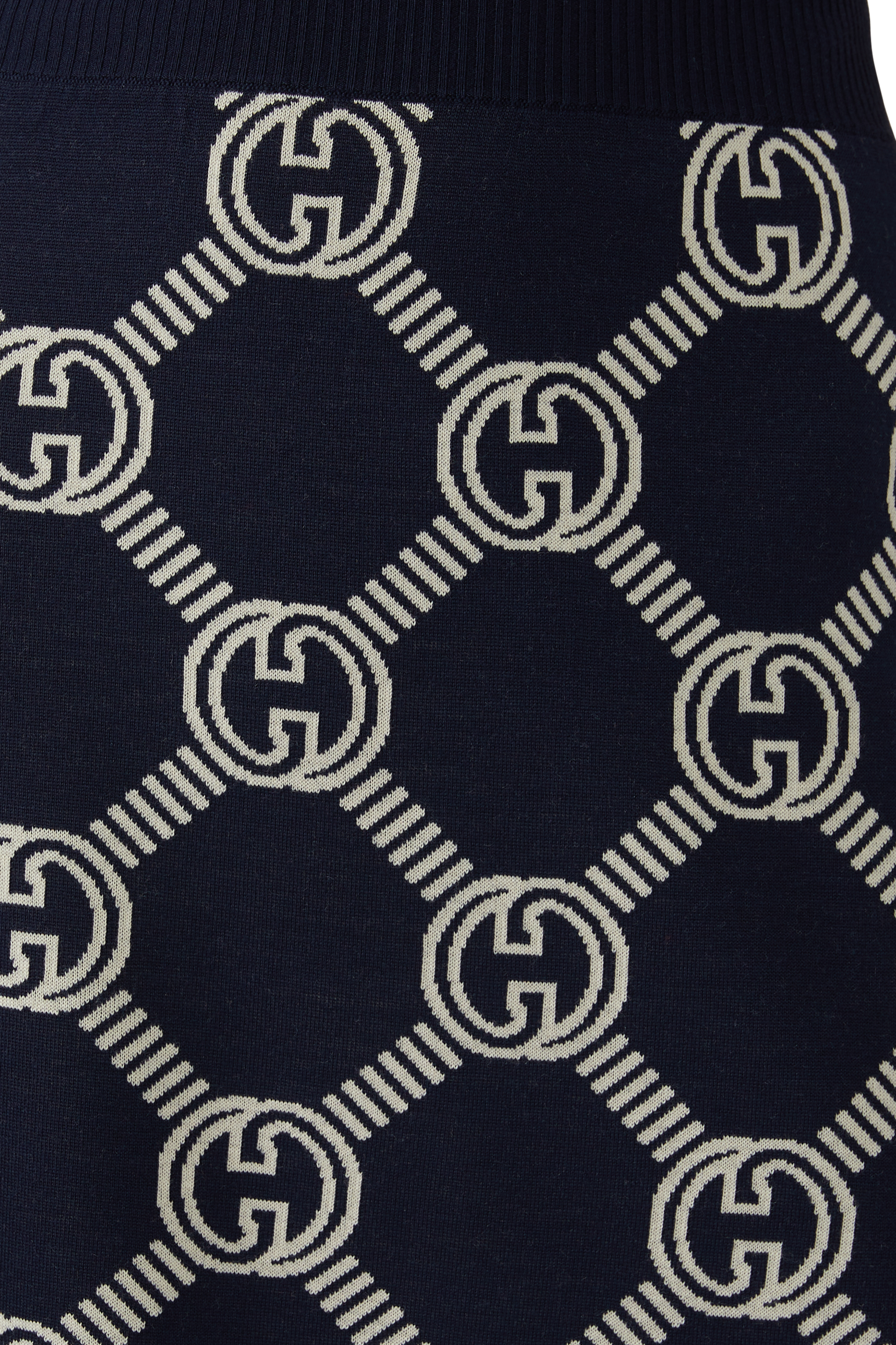 تنورة صوف بتصميم وجهين ونقشة شعار GG جاكار