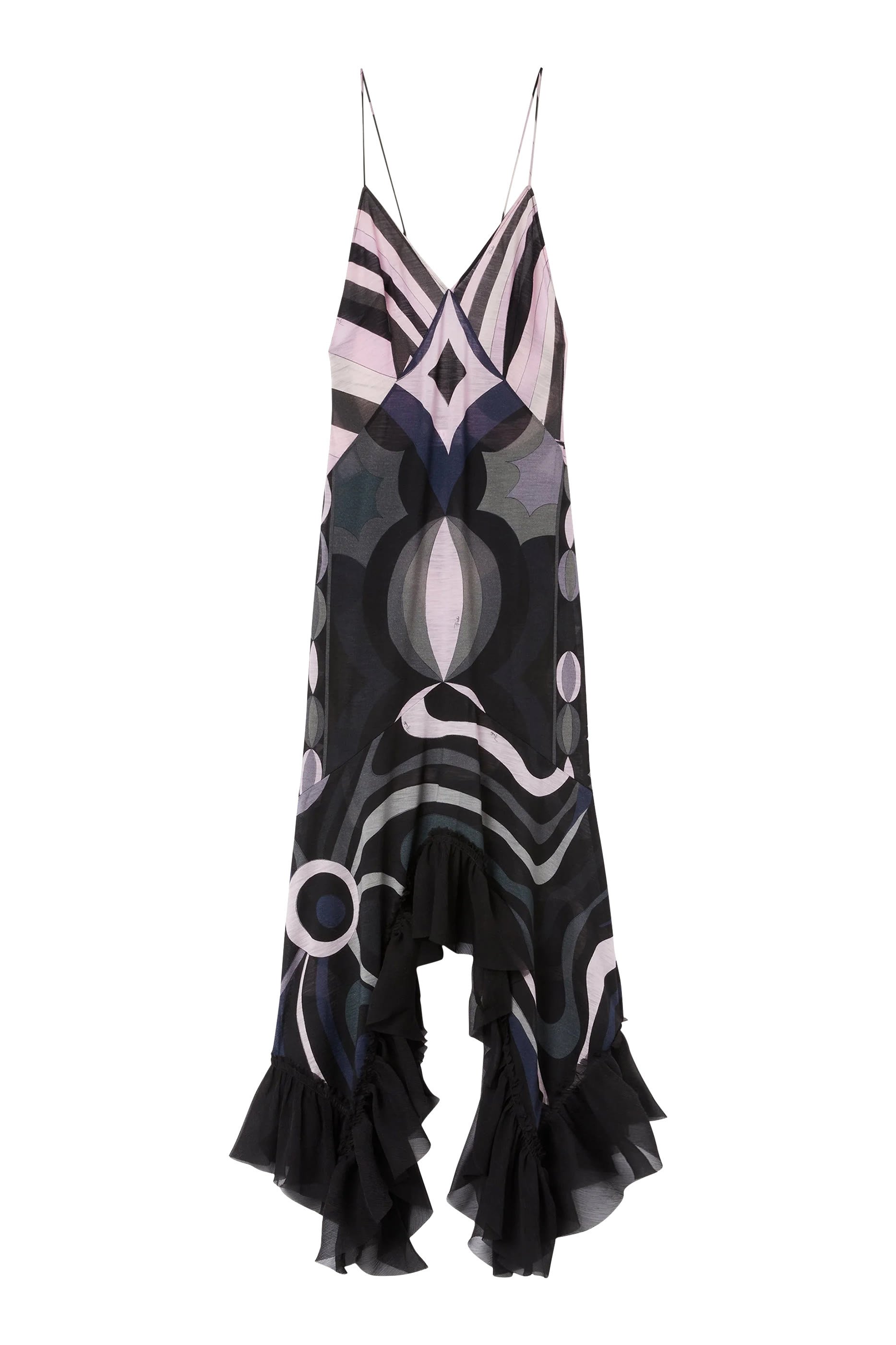 فستان بياقة V ونقشة ايريد