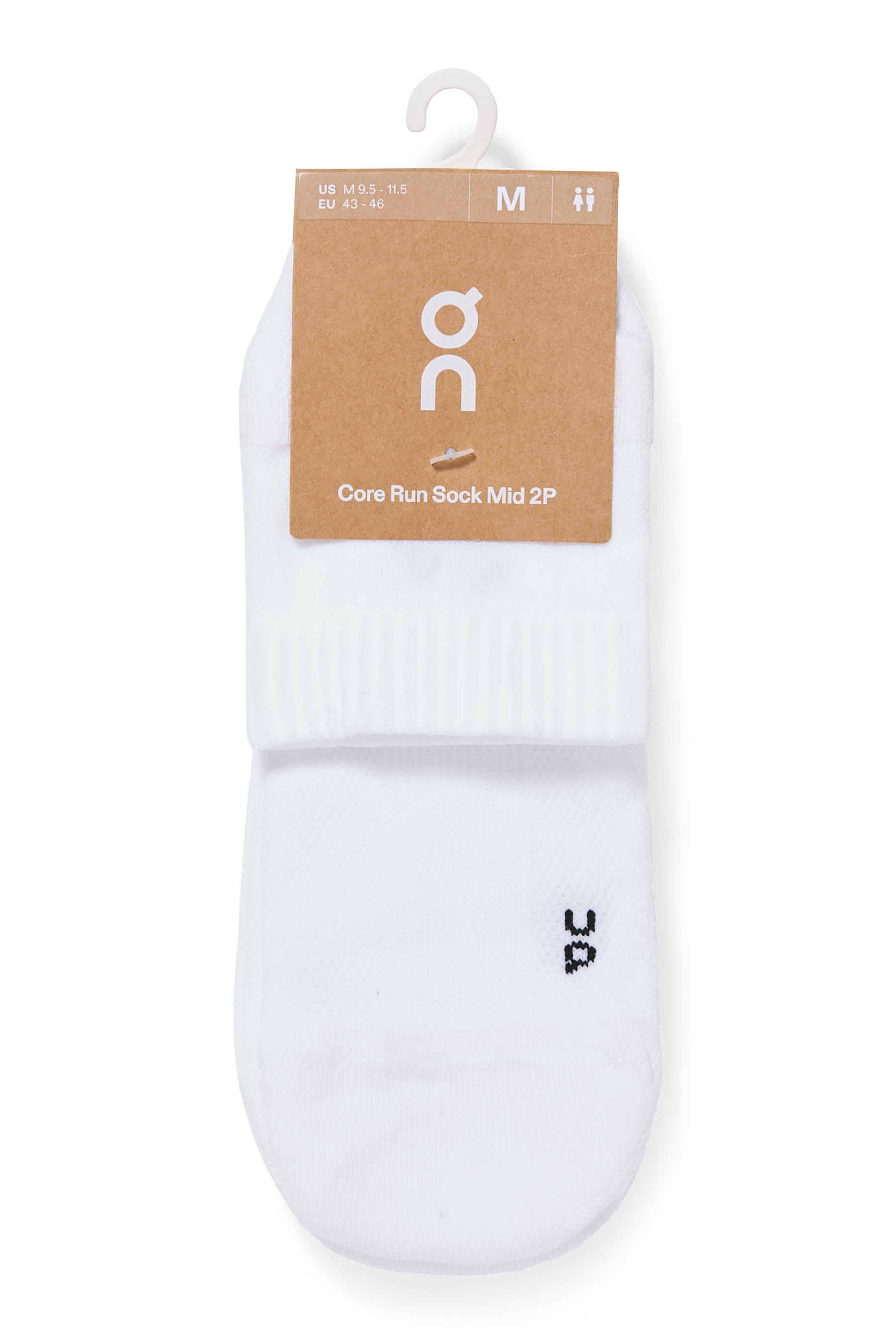طقم جوارب متوسطة الطول بشعار الماركة للجري، عبوة من زوجين