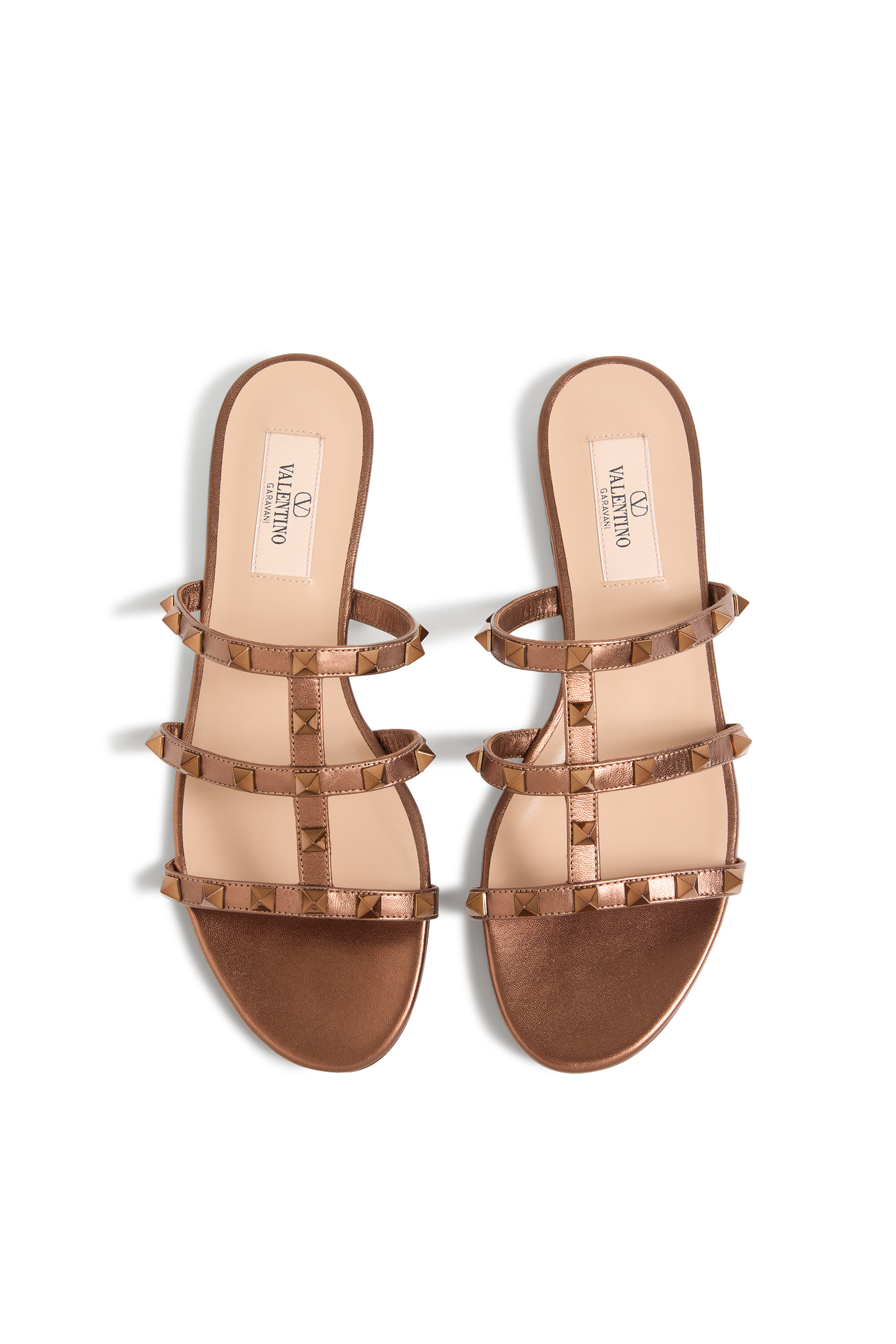 Rockstud Flat Metallic Nappa Slide Sandals
