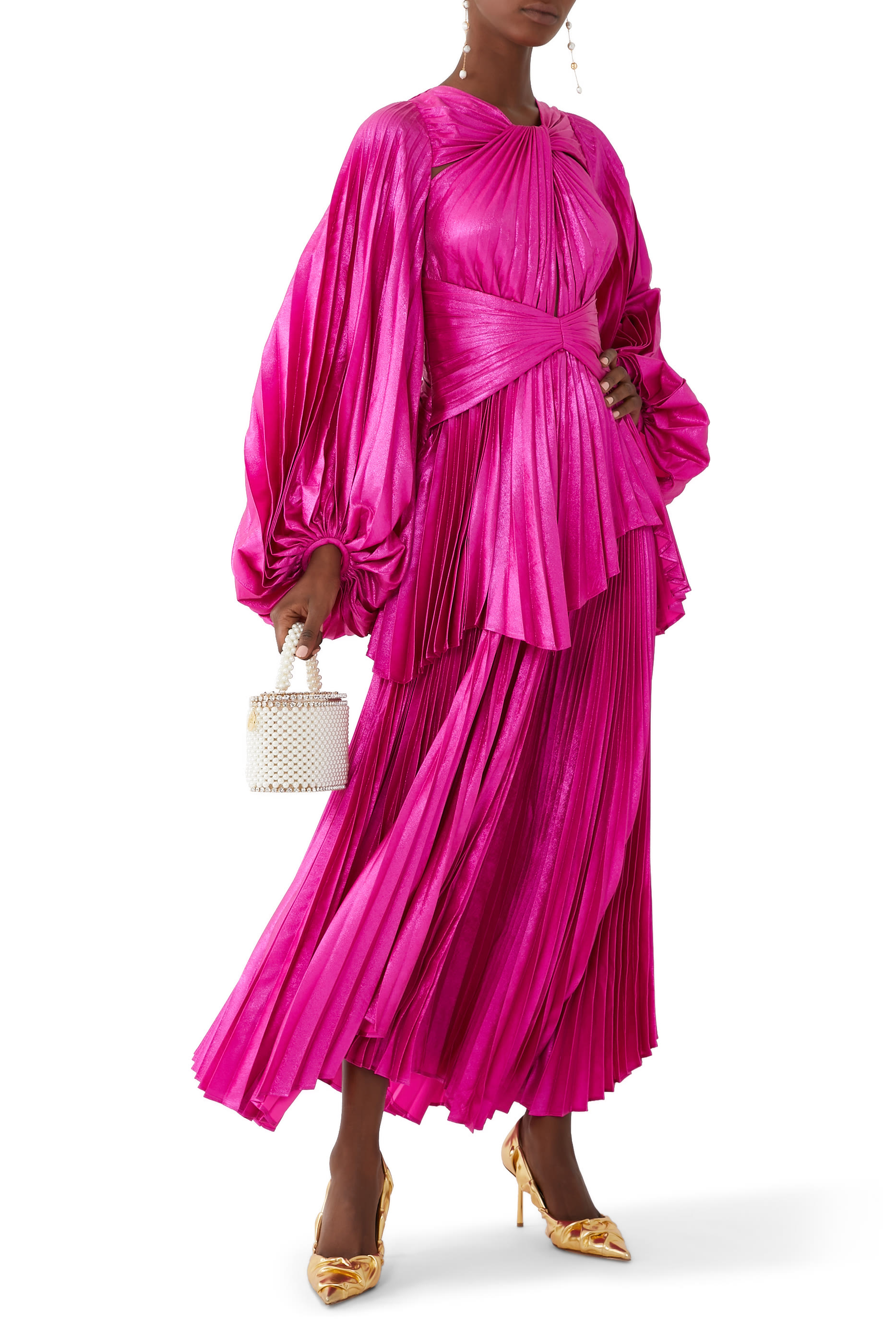 فستان روزيلا طويل بأكمام منفوخة