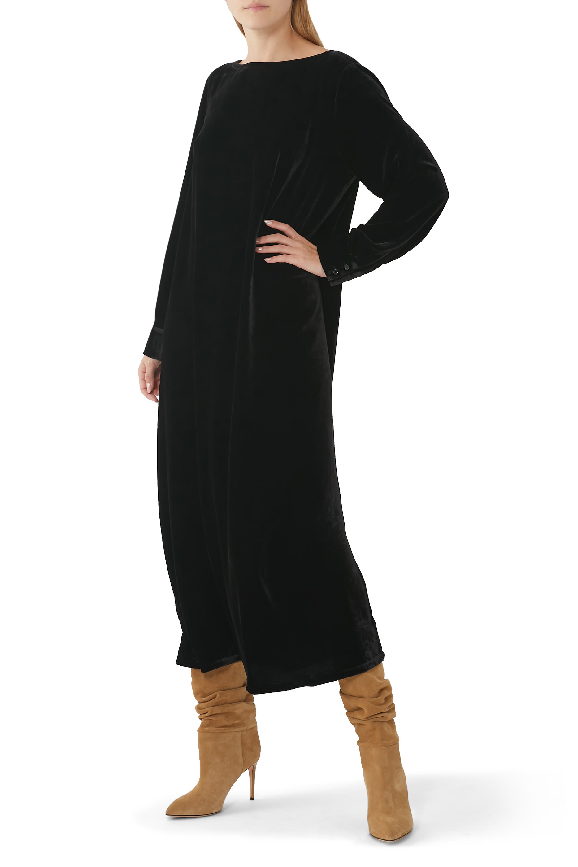 فستان تراكبل بياقة باليه قطن عضوي مطاطي