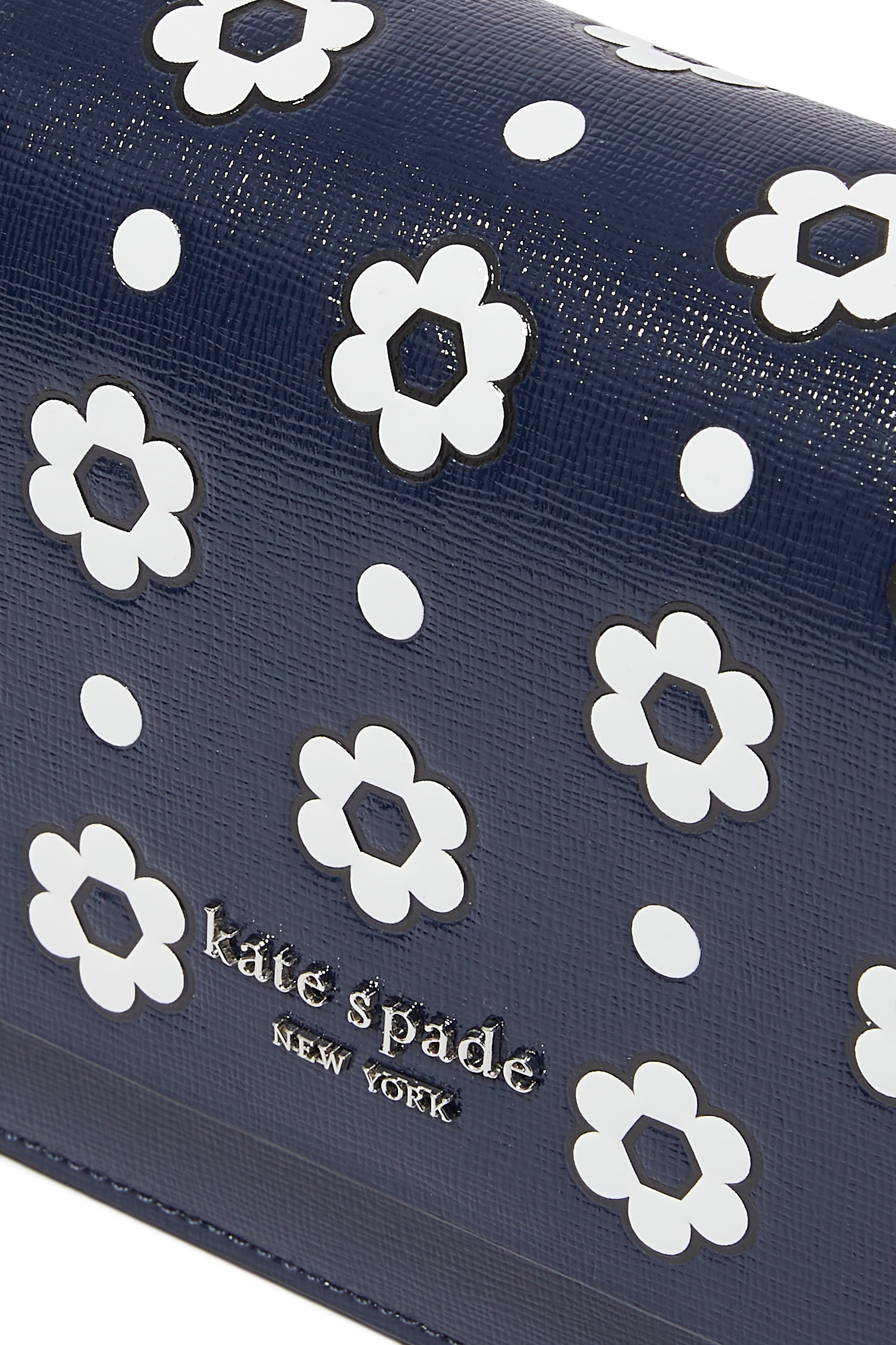 حقيبة كروس بودي مورغان بغطاء قلاب مع سلسلة ونقشة زهور أقحوان ونقاط