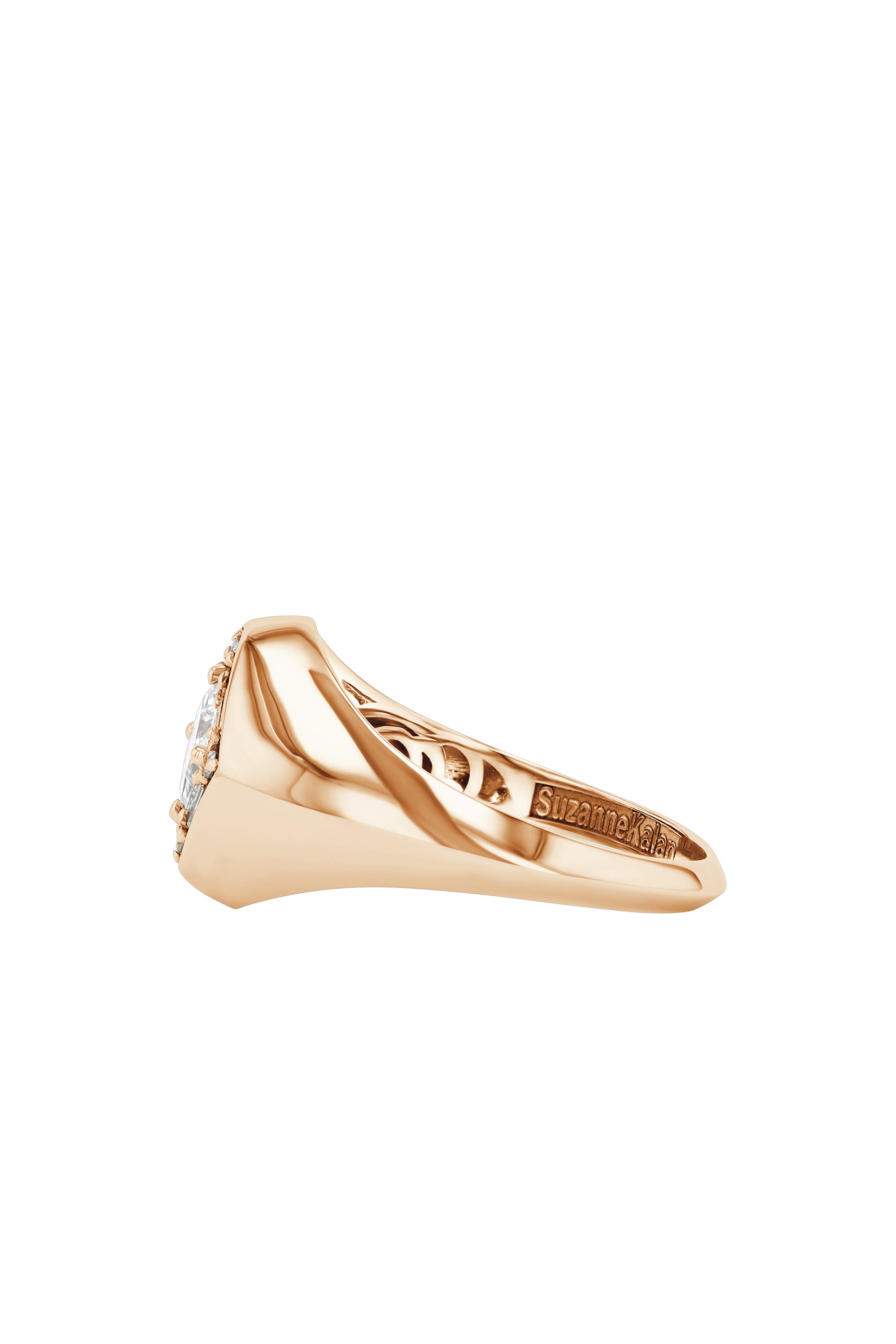 خاتم مرصع بالماس بتصميم برنسيس، ذهب وردي عيار 18