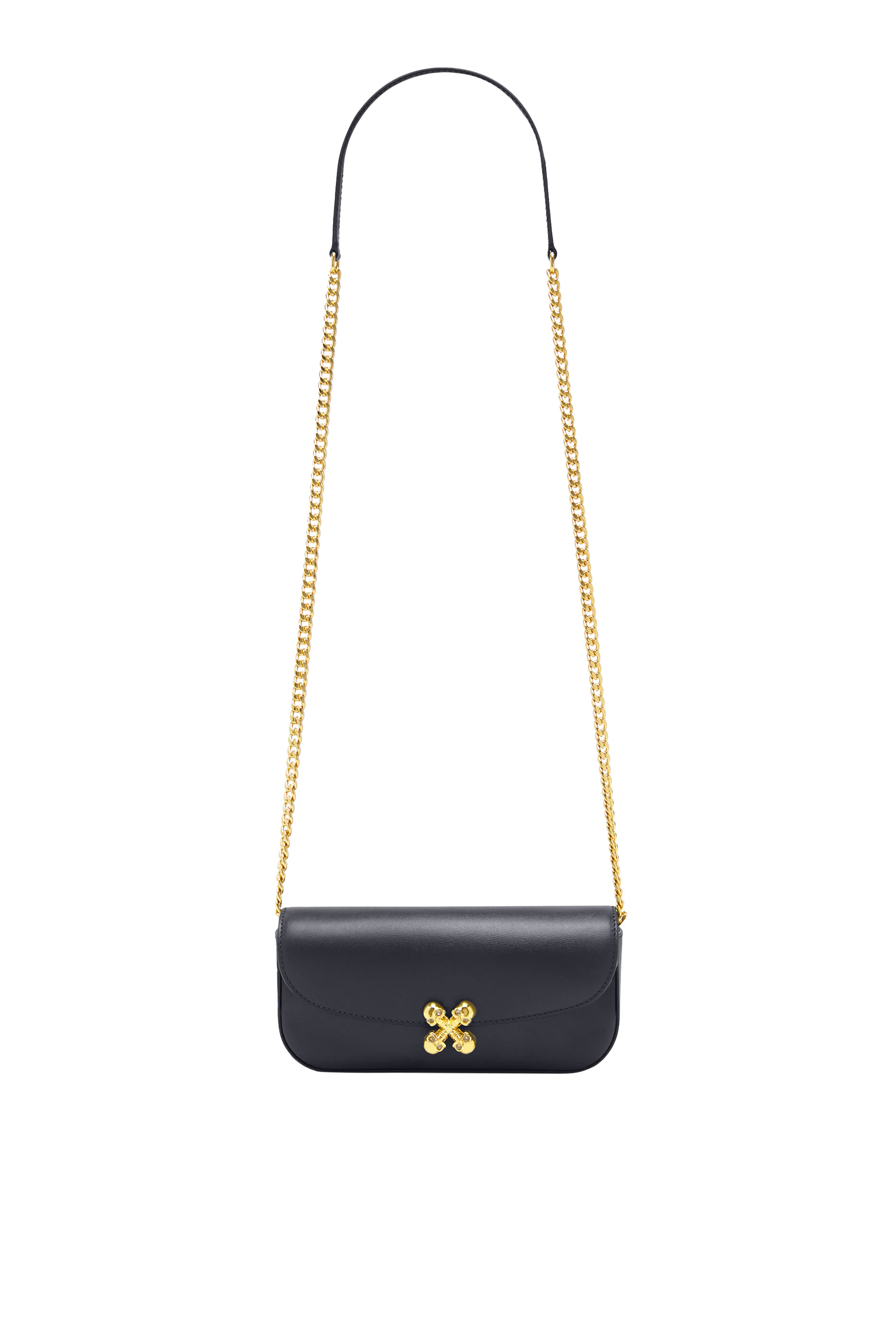 حقيبة صغيرة مزينة بحلي جماجم بشكل زهرة