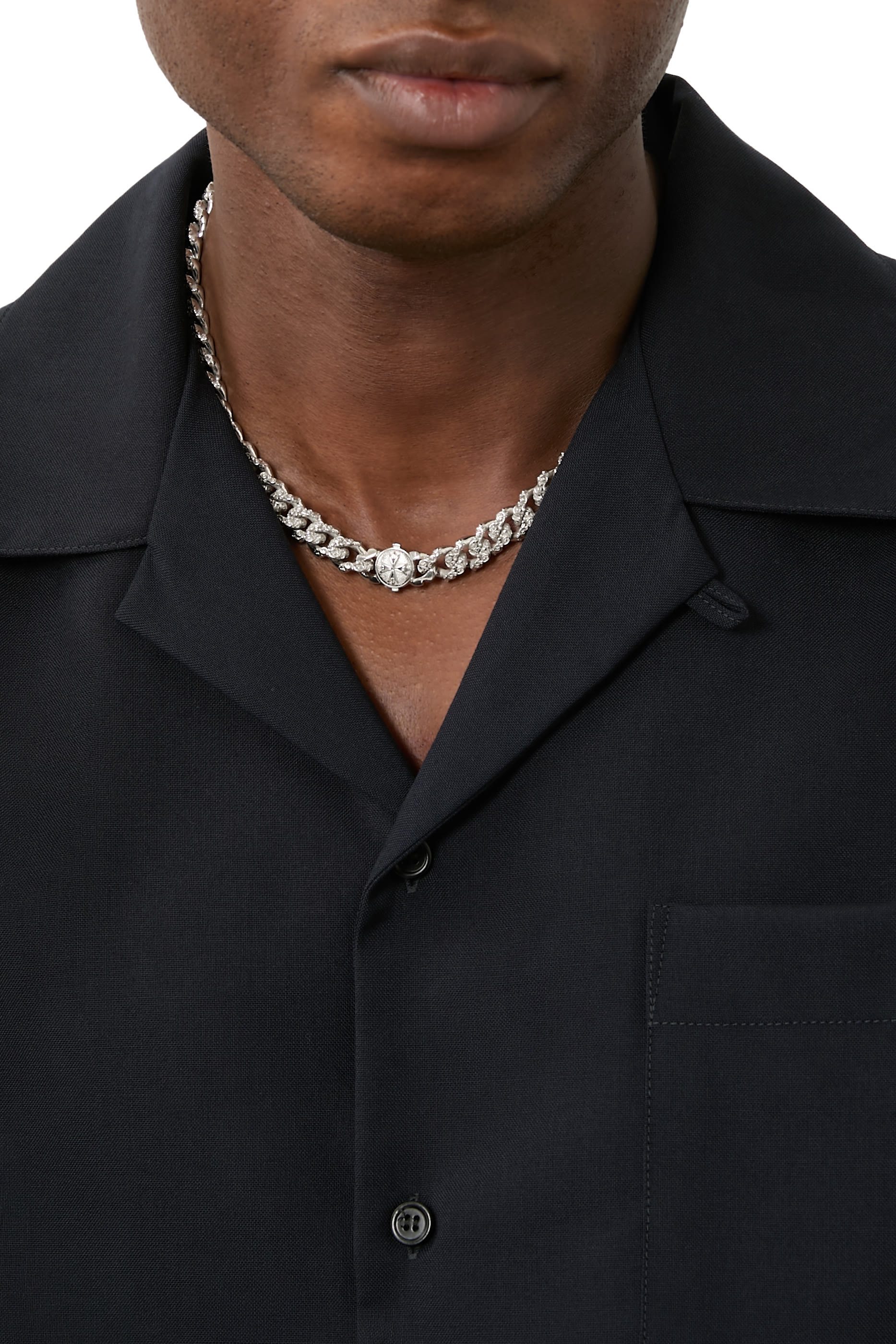 قلادة فلوريش بتصميم سلسلة، فضة استرلينية