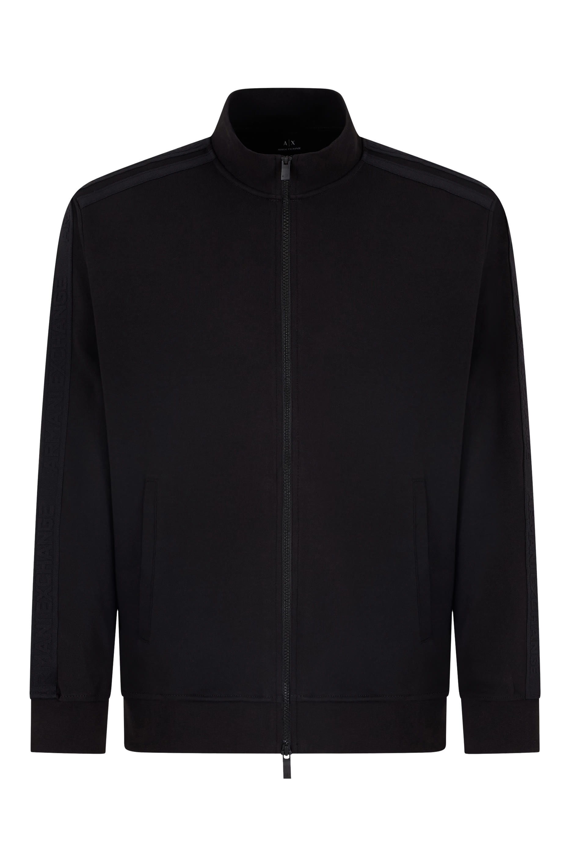 سويت شيرت بسحاب كامل وأشرطة وشعار الماركة