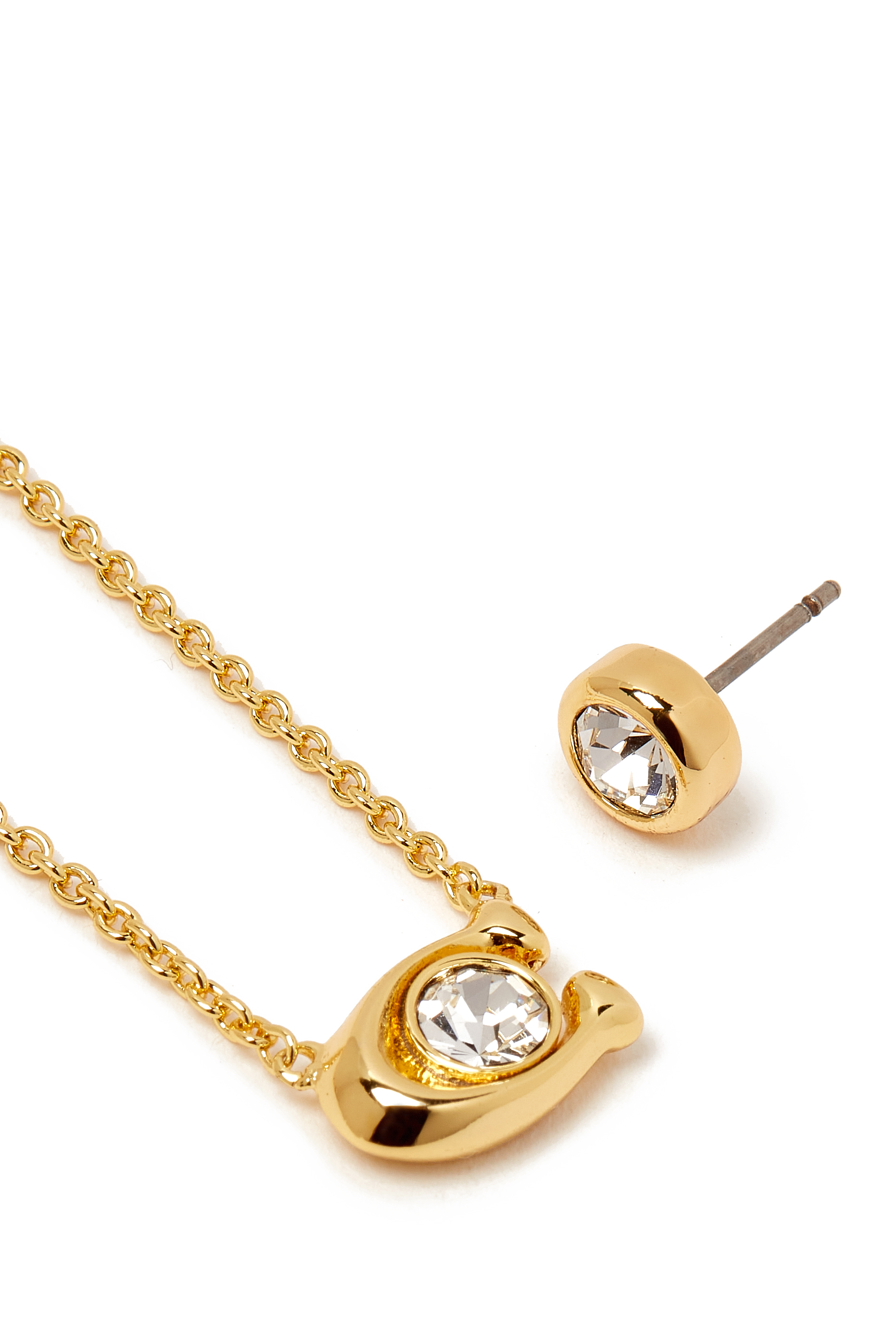 طقم أقراط وقلادة بشعار الماركة