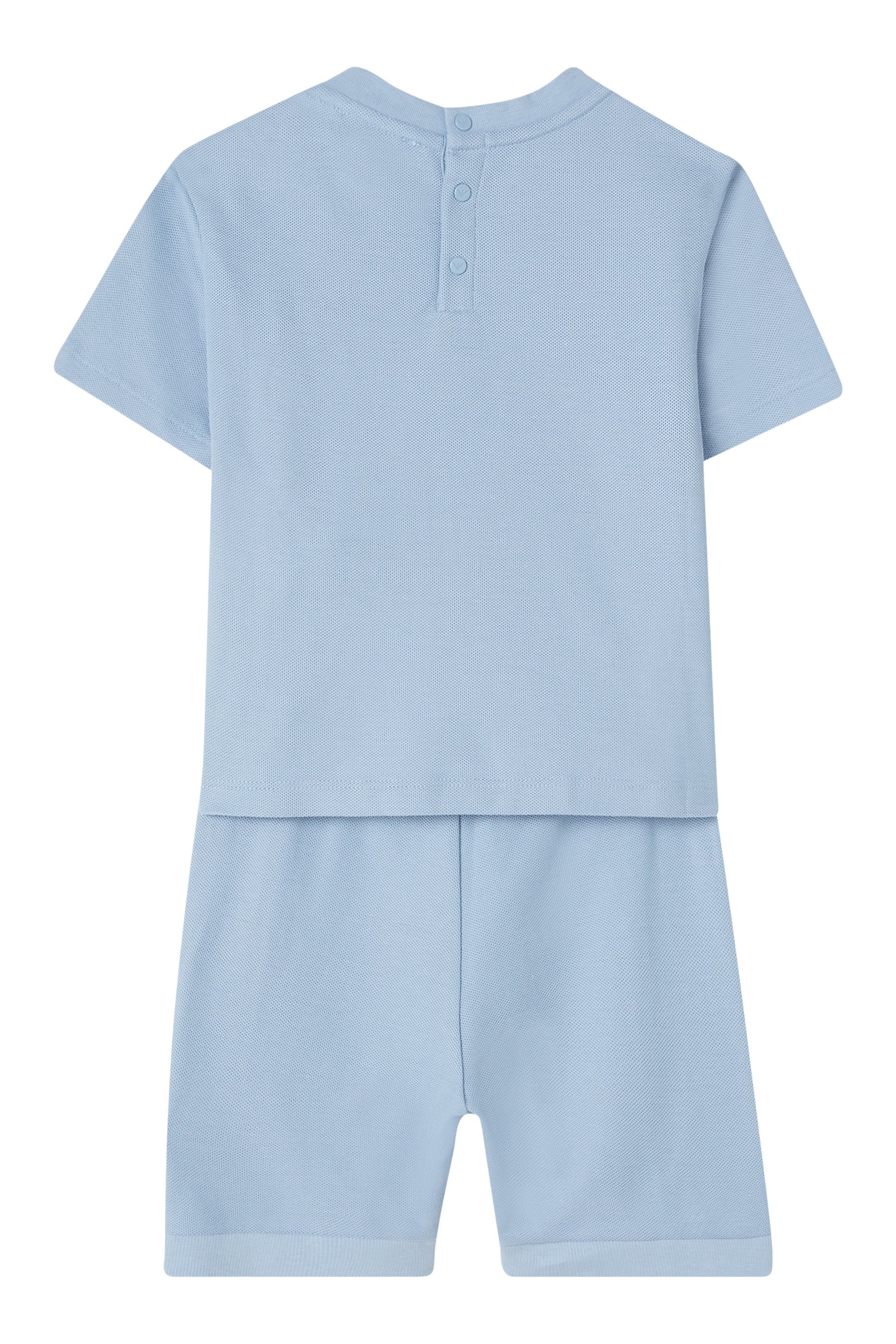 طقم شورت وتيشيرت بيكيه بشعار الماركة للأطفال