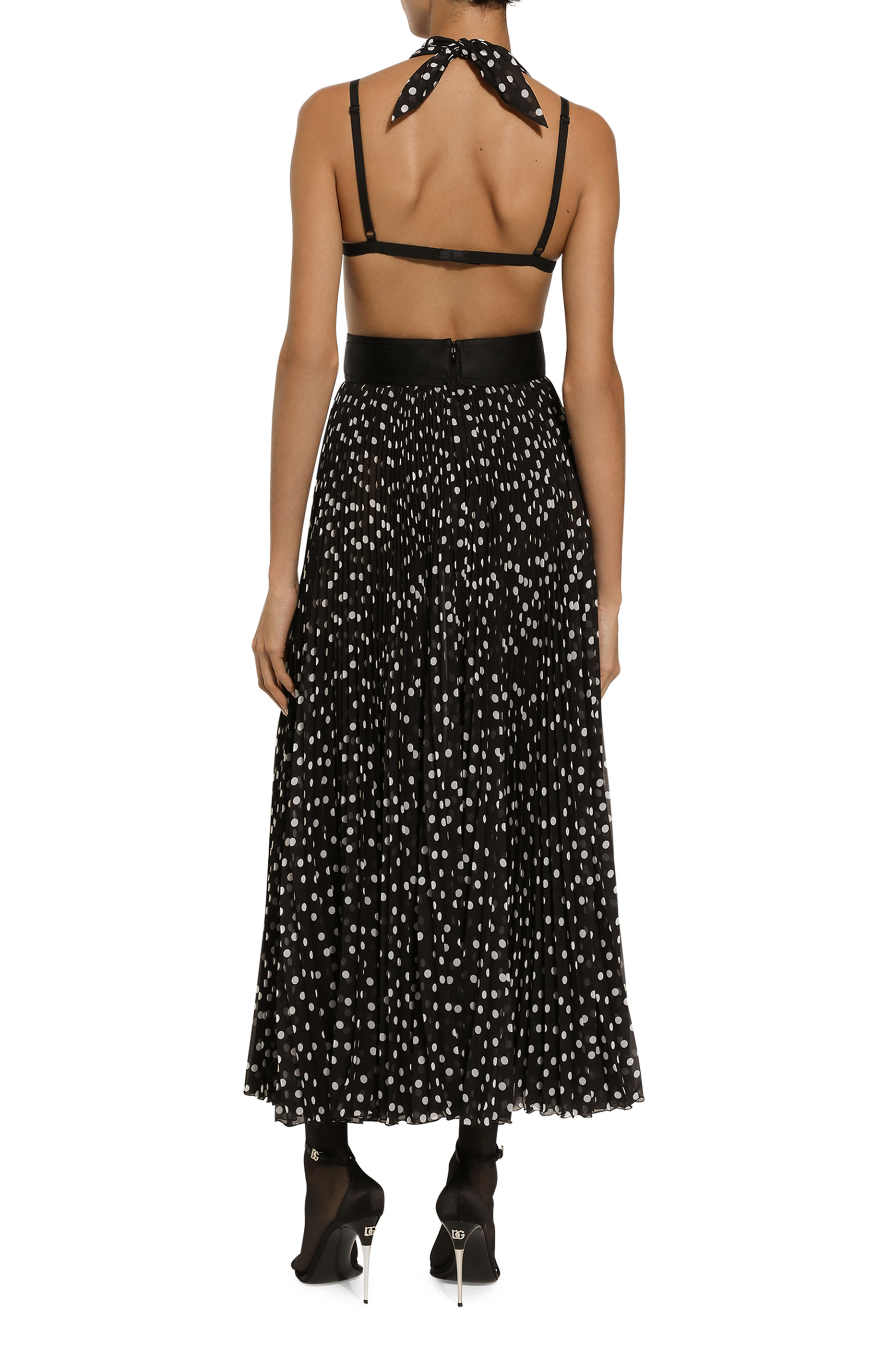 فستان شيفون بنقشة نقاط