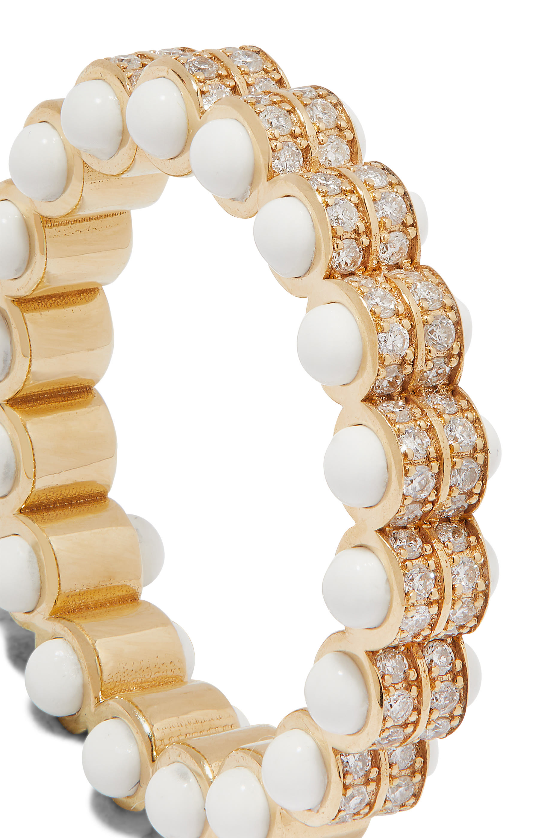 خاتم هيدروجان اتوم مرصع بالماس مينا وذهب أصفر عيار 18