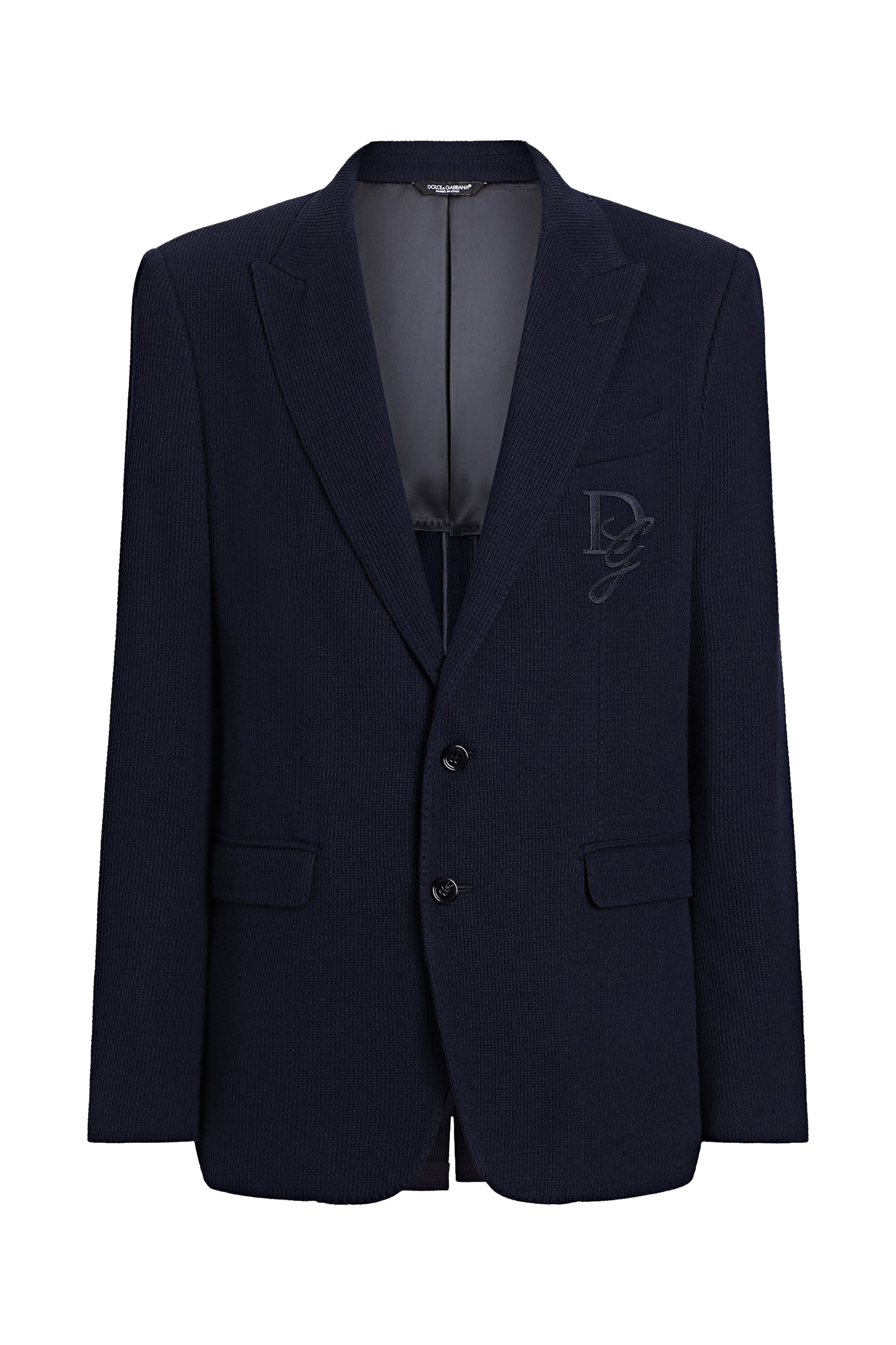 جاكيت بصف أزرار وشعار الماركة المطرز قطن جيرسيه