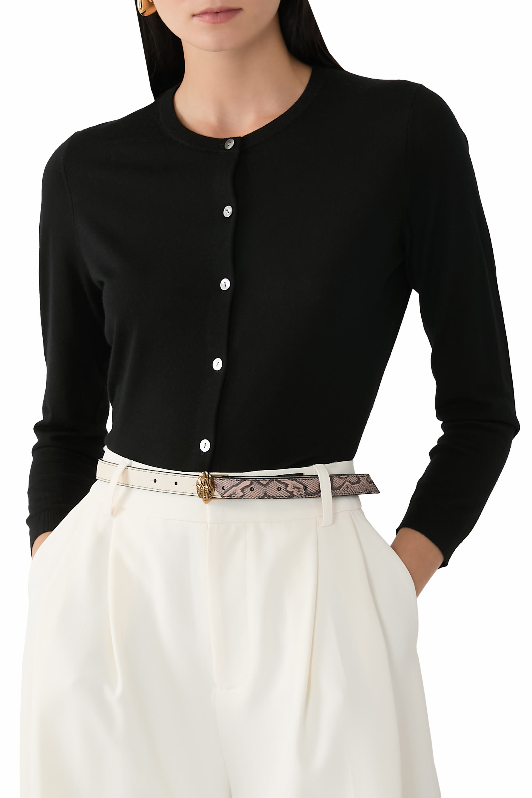 حزام بحلية شعار الماركة جلد