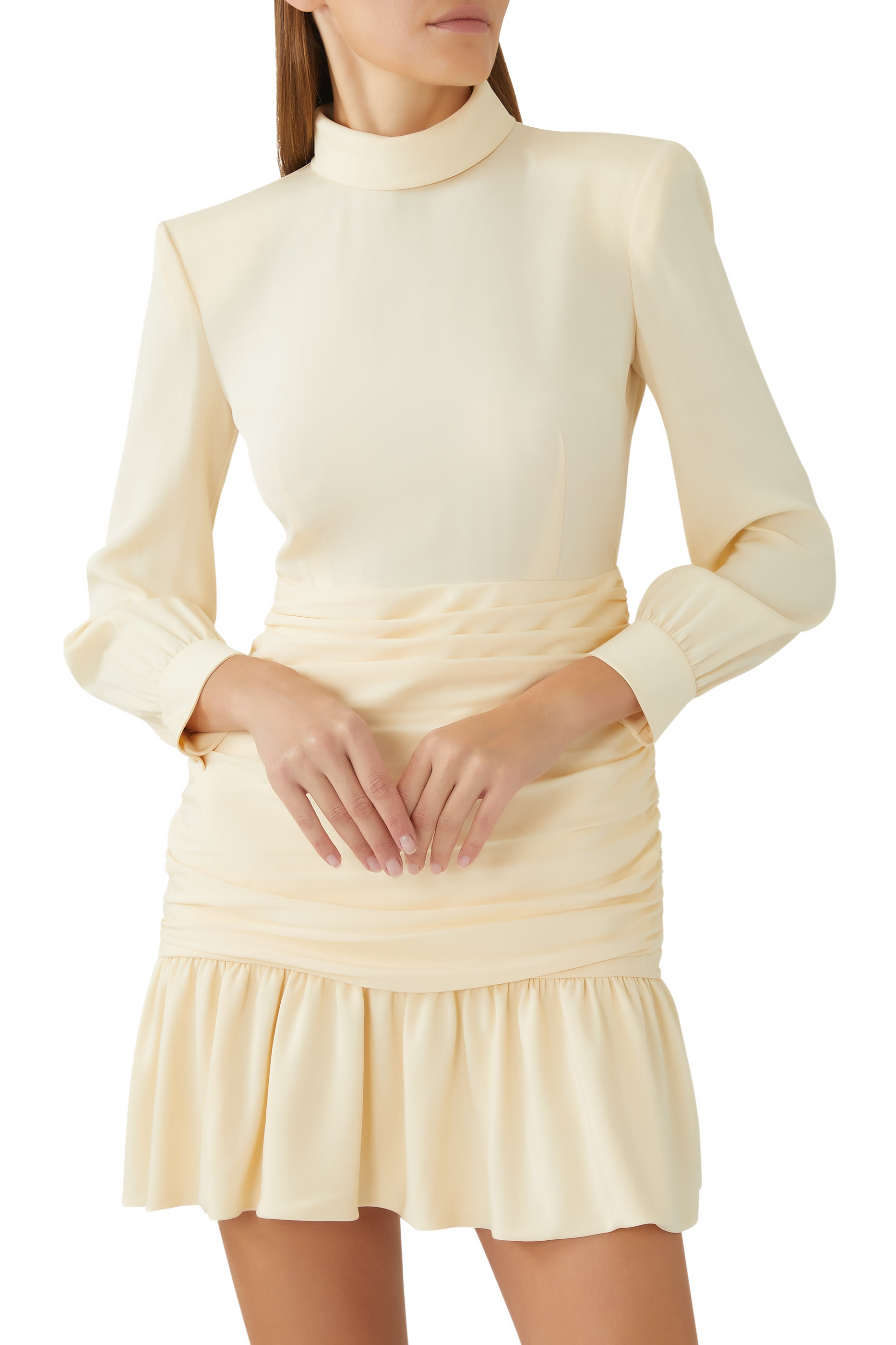 فستان حرير بكشكش