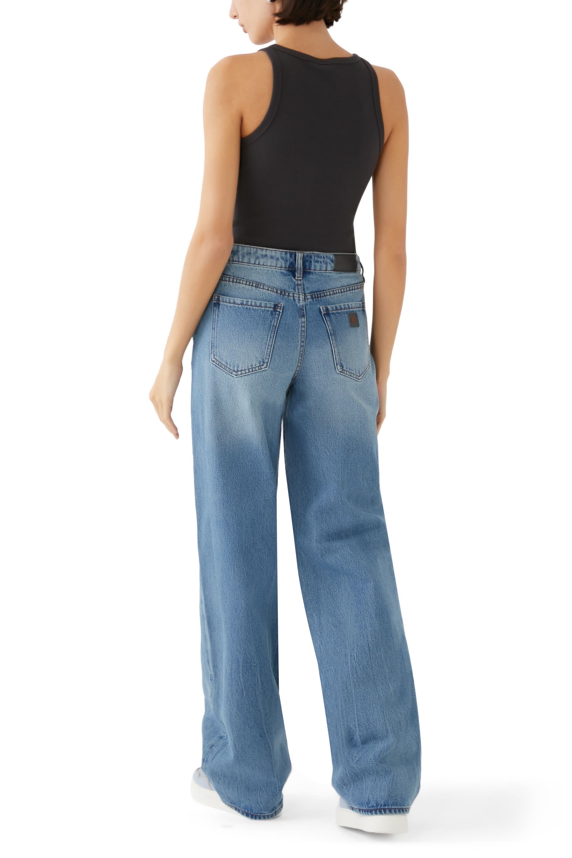 بنطال جينز جاي 52 بخصر منخفض وقصة مريحة دنيم