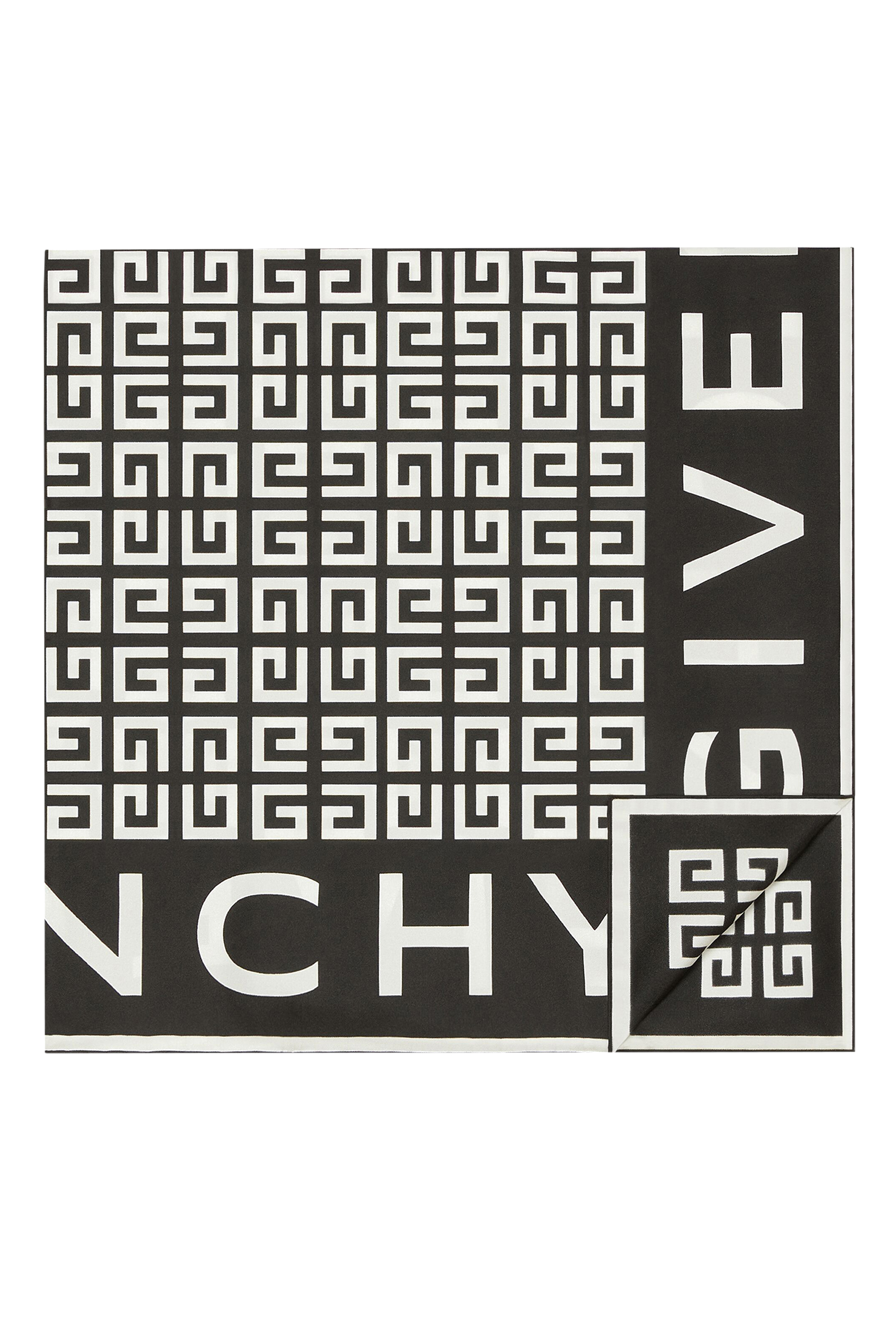 وشاح حرير تويل بنقشة حروف شعار الماركة