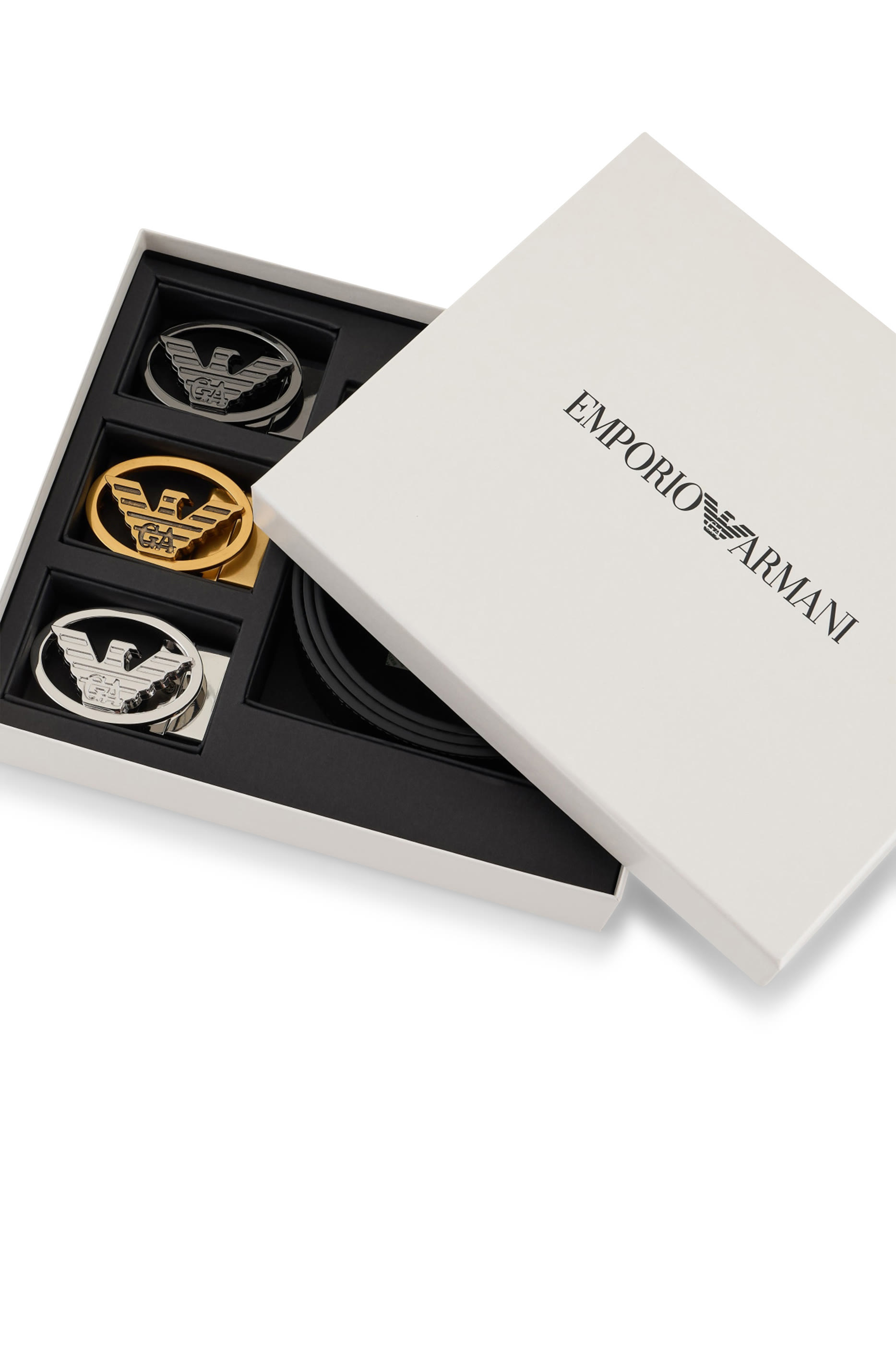 حزام بحلية بشعار الماركة جلد ناعم