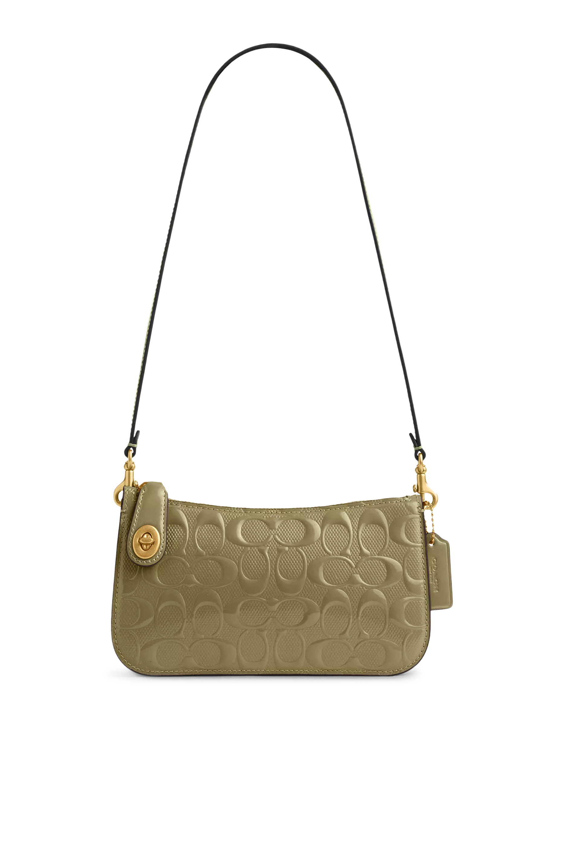 حقيبة كتف بين جلد بنقشة شعار الماركة