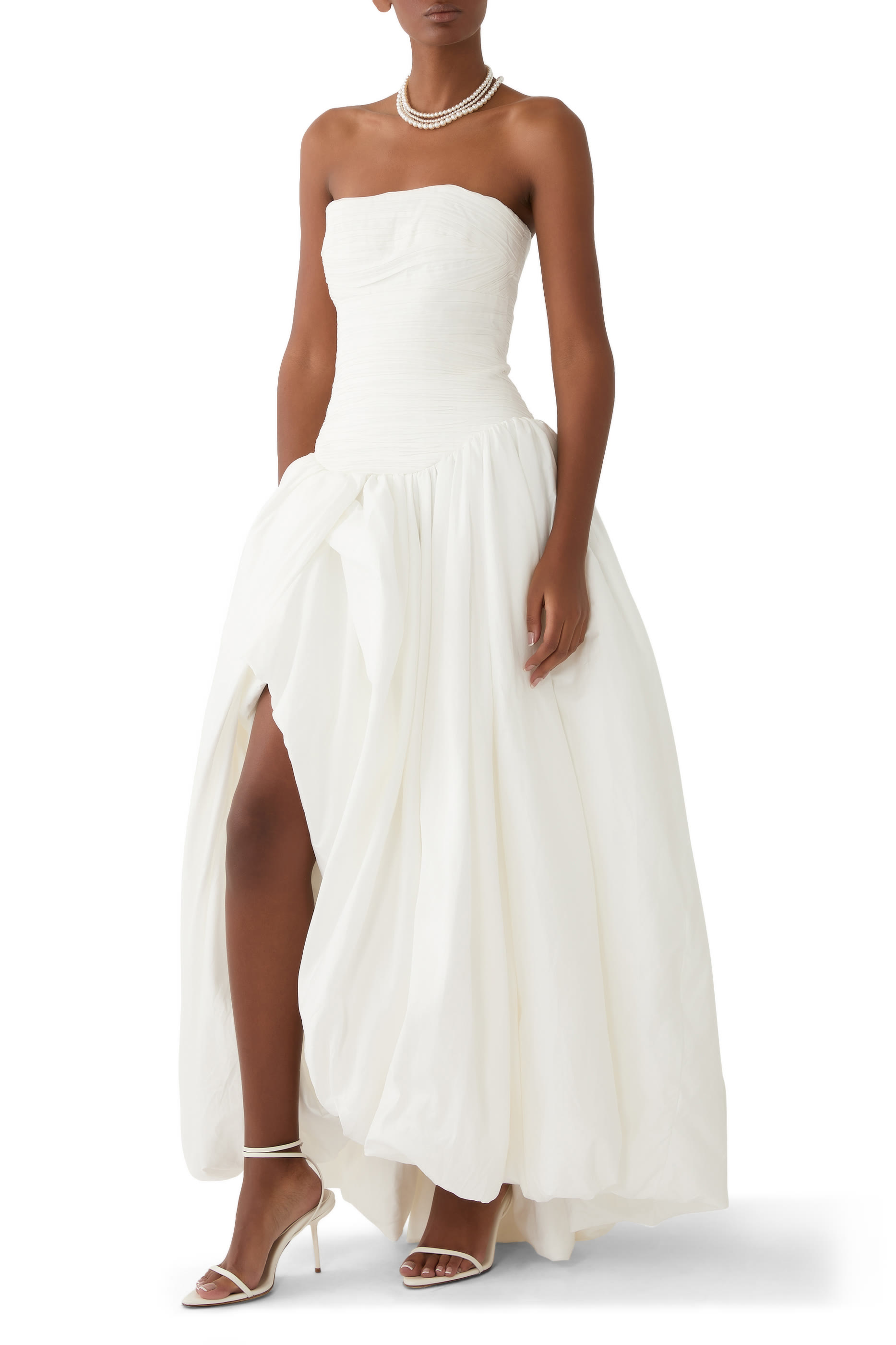 فستان فيوليت طويل بحافة منفوخة