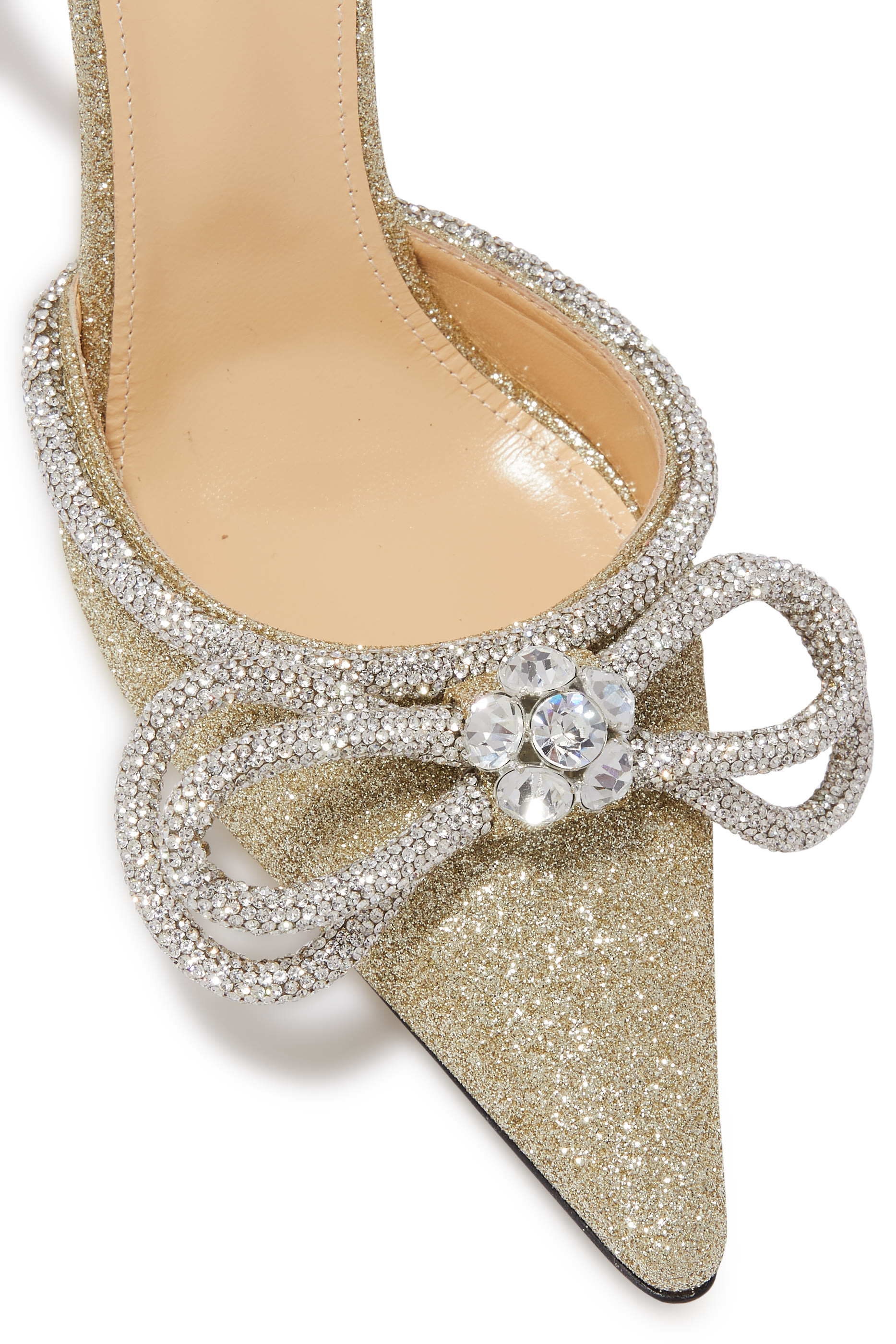 حذاء بكعب مرتفع وعقدة مزدوجة مزين بغليتر