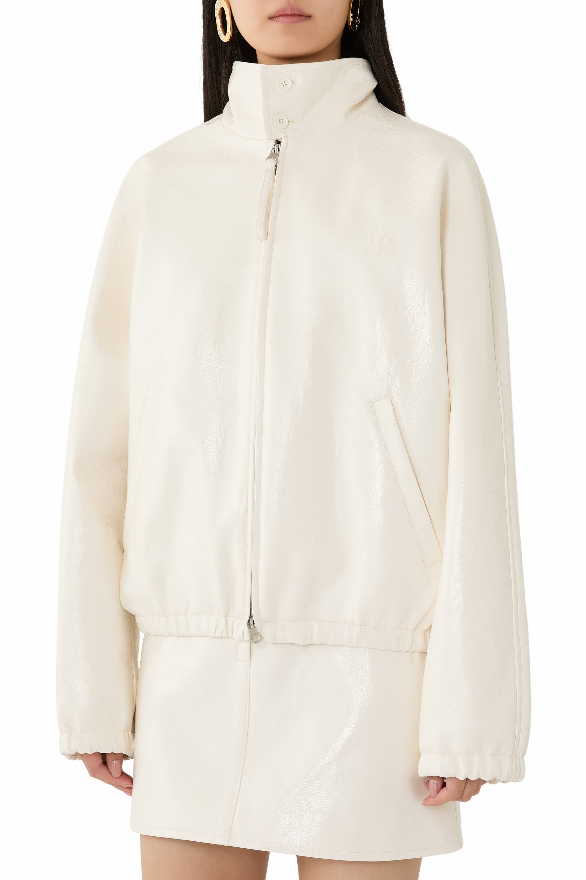 Vinyl Zipped Bomber Jacket 