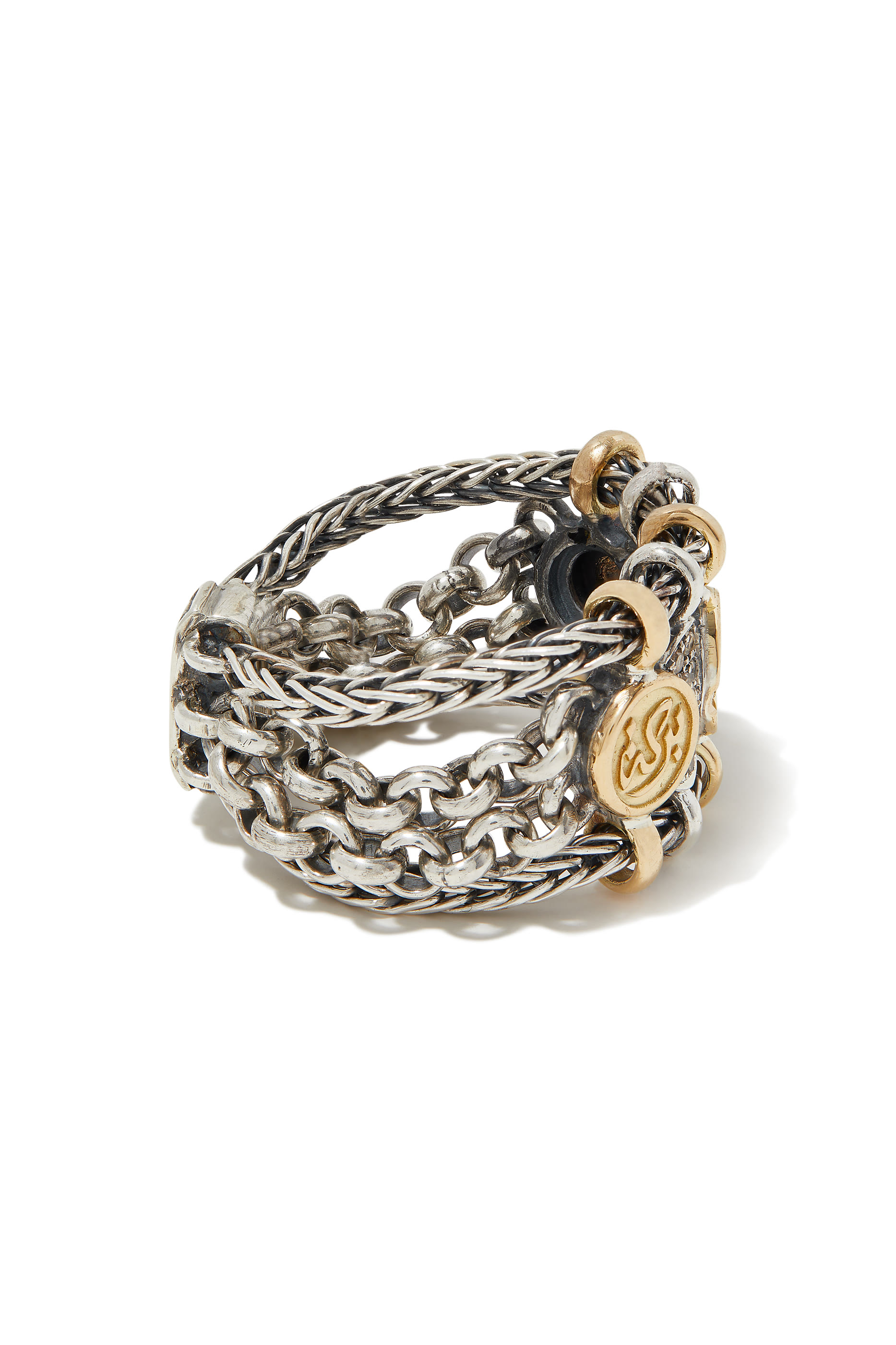 خاتم بلسينجز بحلقات ذهب عيار 18 قيراط وفضة إسترلينية