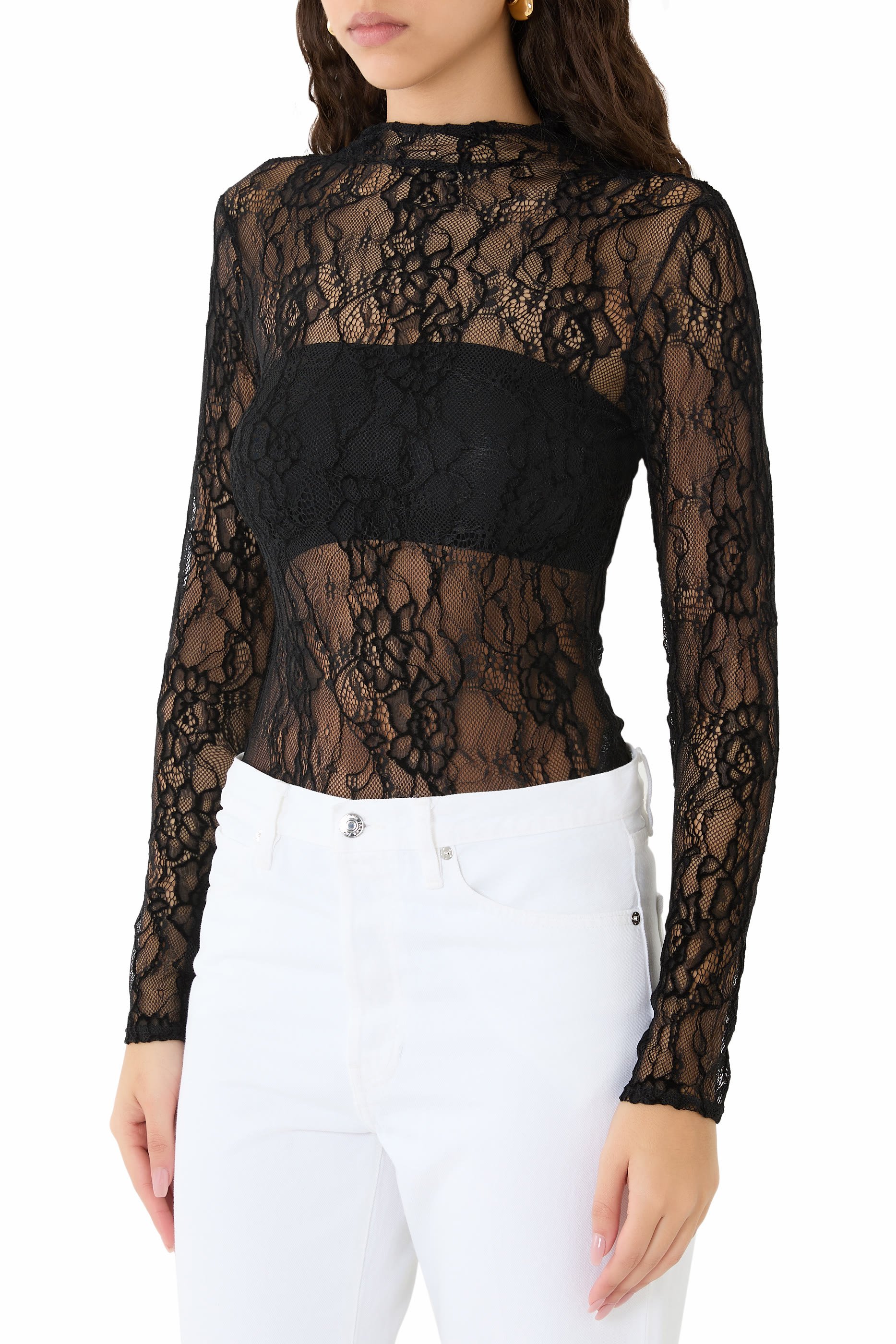 Lace Mock Neck Bodysuit