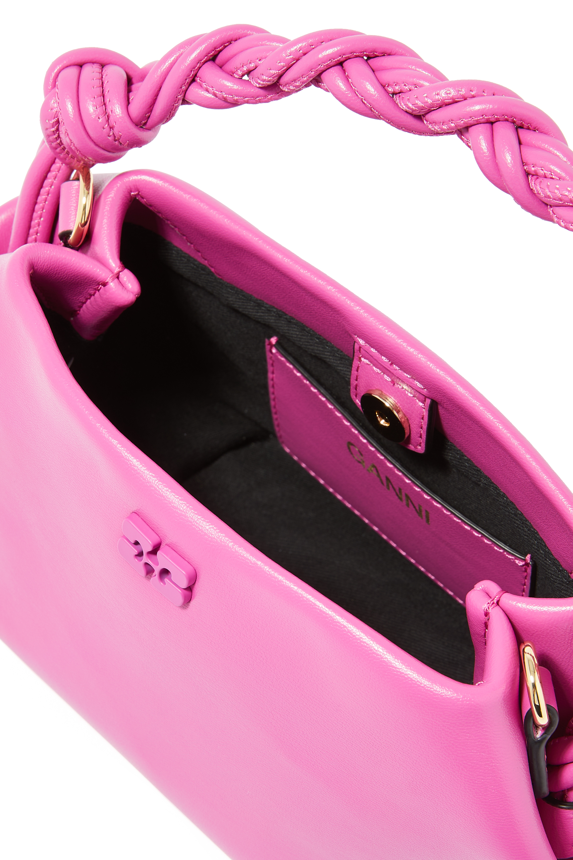 حقيبة يد بو ناعمة صغيرة بيد مجدولة