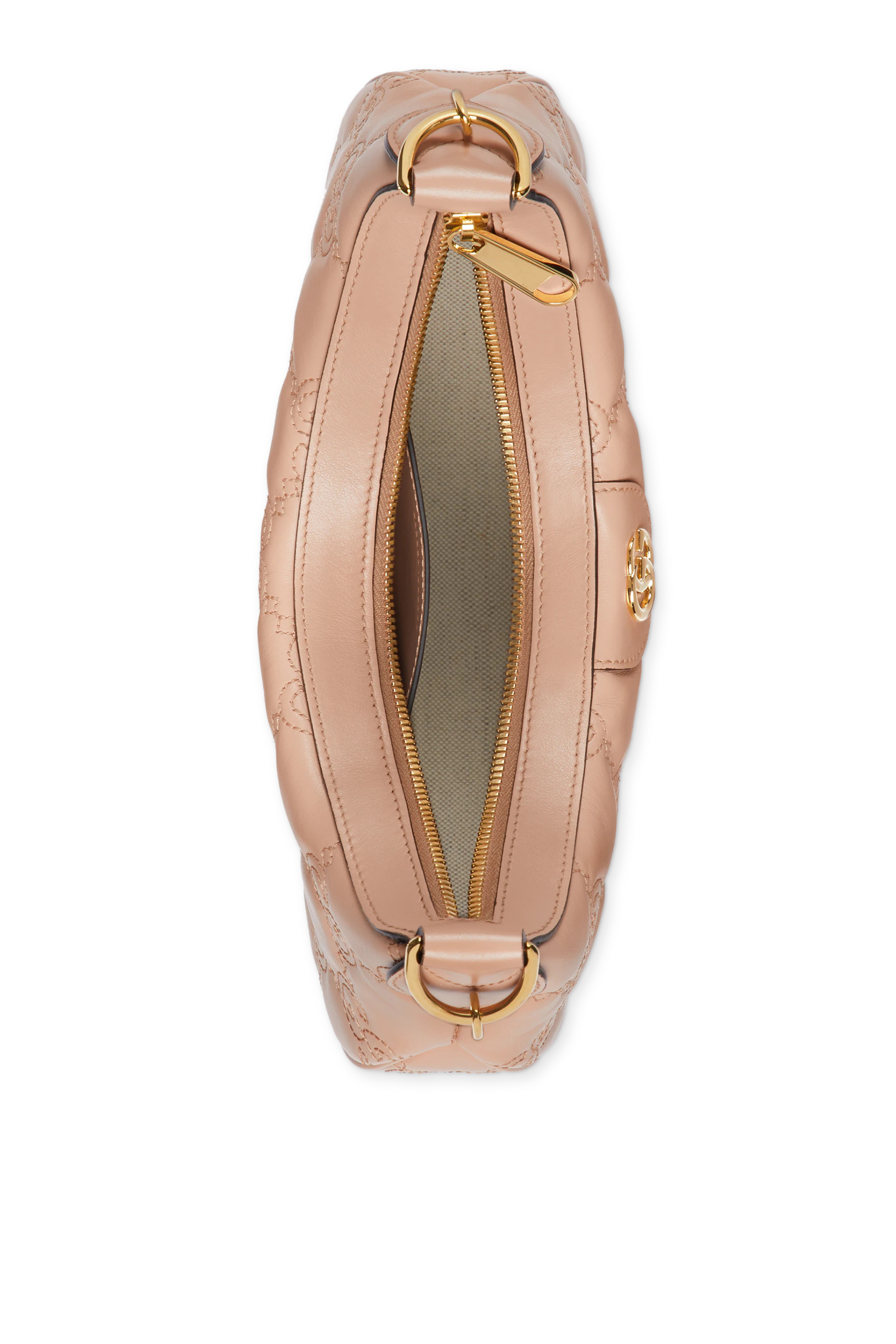 حقيبة كتف صغيرة بنقشة حرفي شعار الماركة جلد مبطن