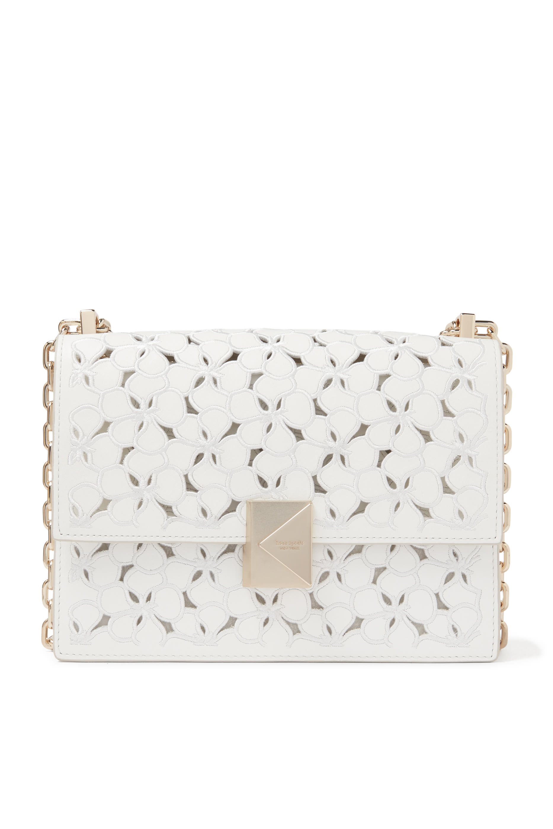 حقيبة كروس بودي ديكو قابلة للتعديل بتطريزت مفرغة جلد