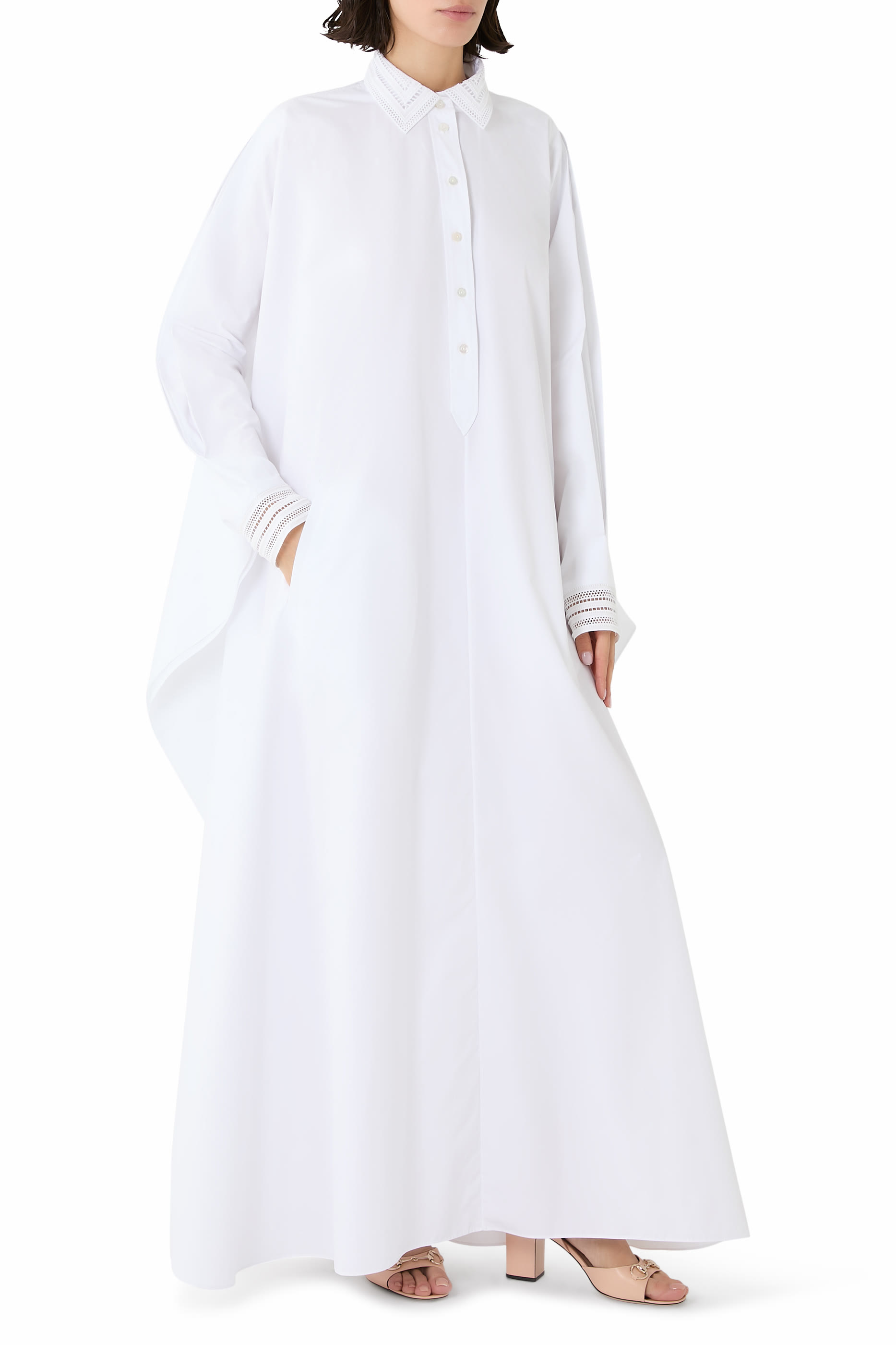 فستان بنقشة بوبلين قطن ثقيل