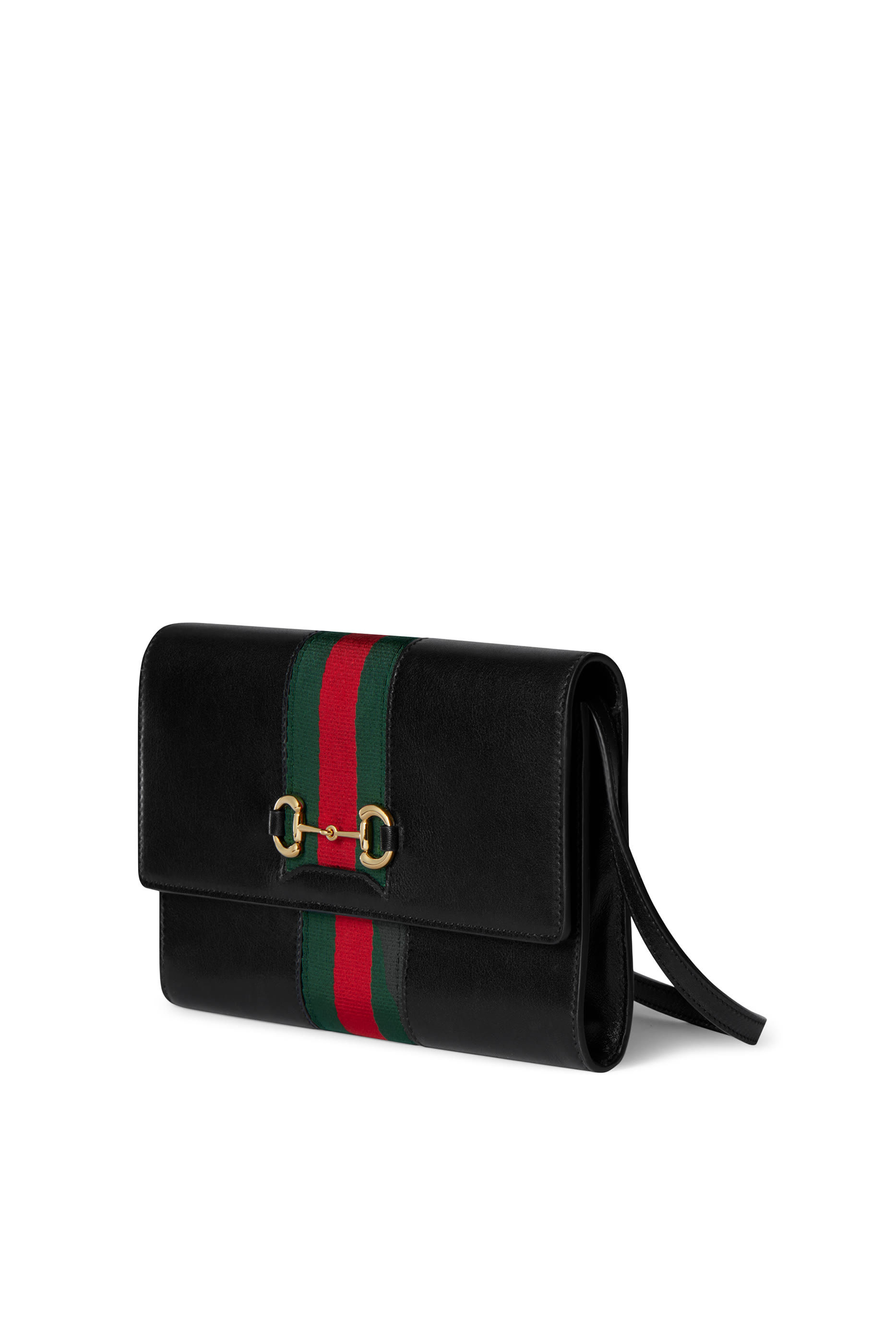 محفظة بحمالة مزينة بشريط ويب وحلية لجام الحصان