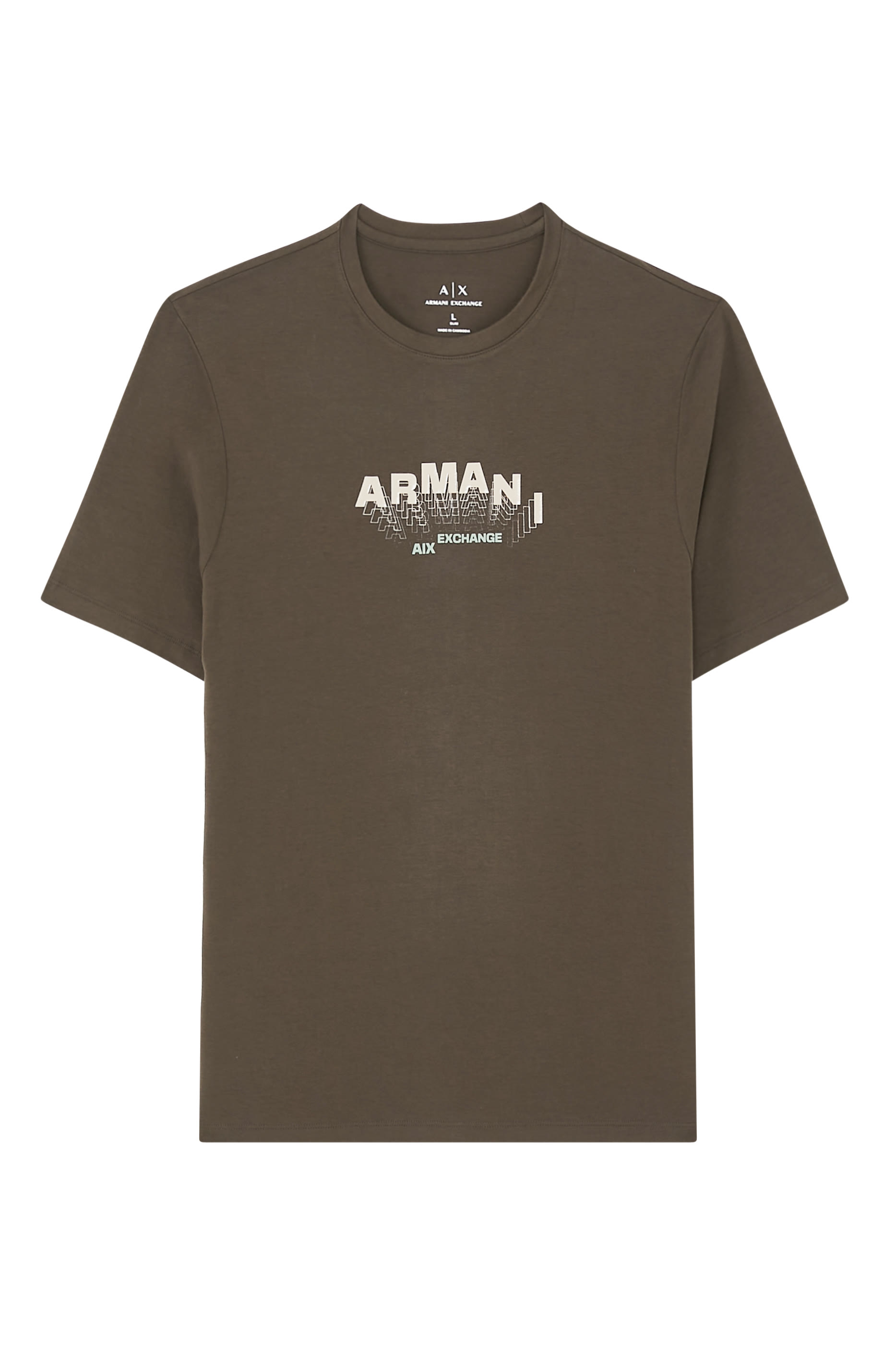 تيشيرت بقصة ضيقة وشعار الماركة بارز الملمس