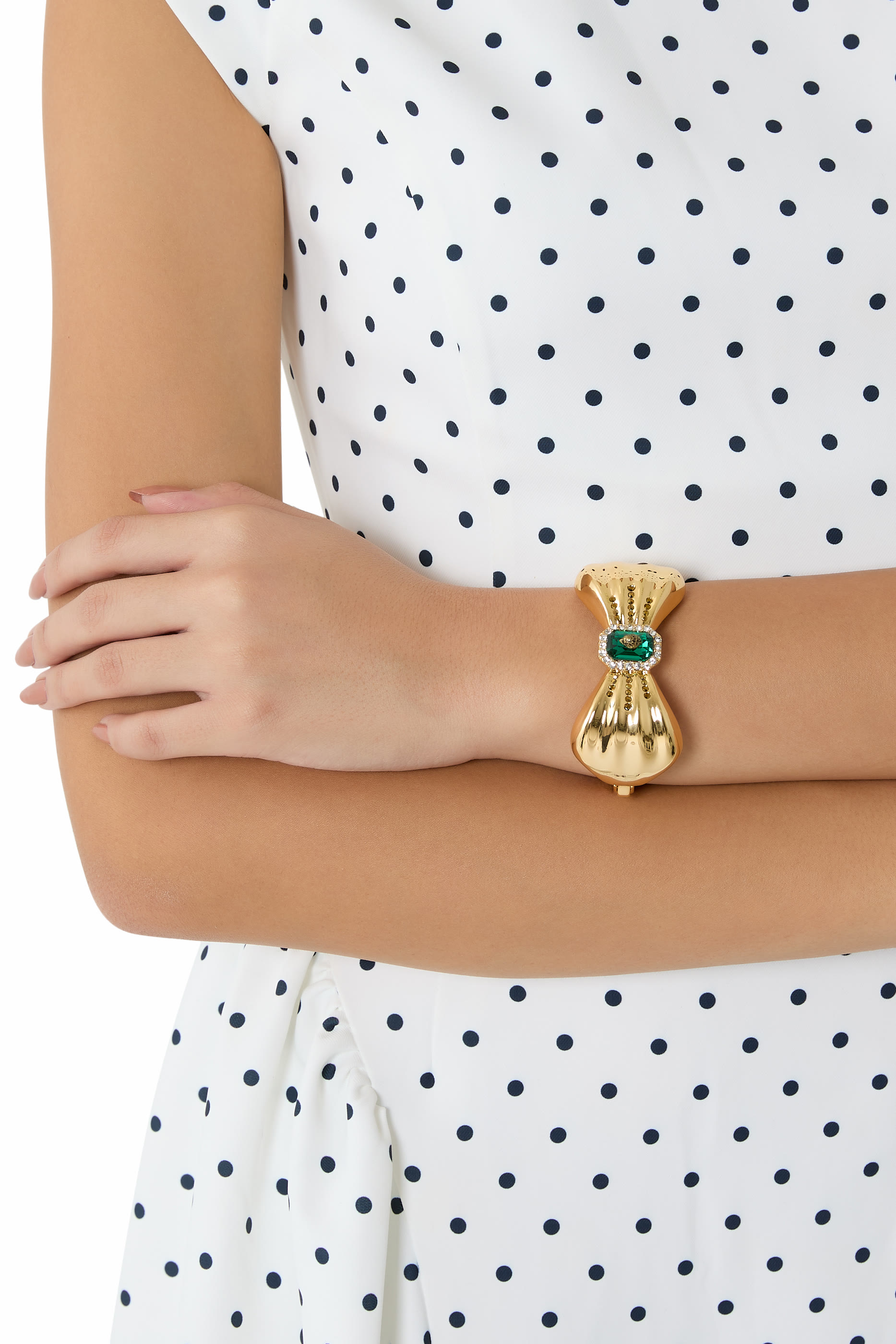 سوار مزين بفيونكة كبيرة، نحاس وزجاج وأحجار زركونيا مكعبة