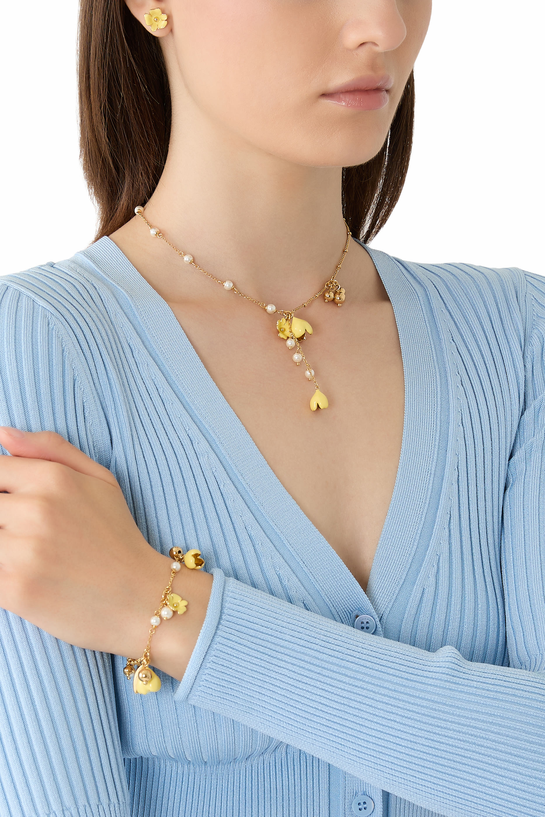 سوار بحلي على شكل زهرة زجاج ومينا 