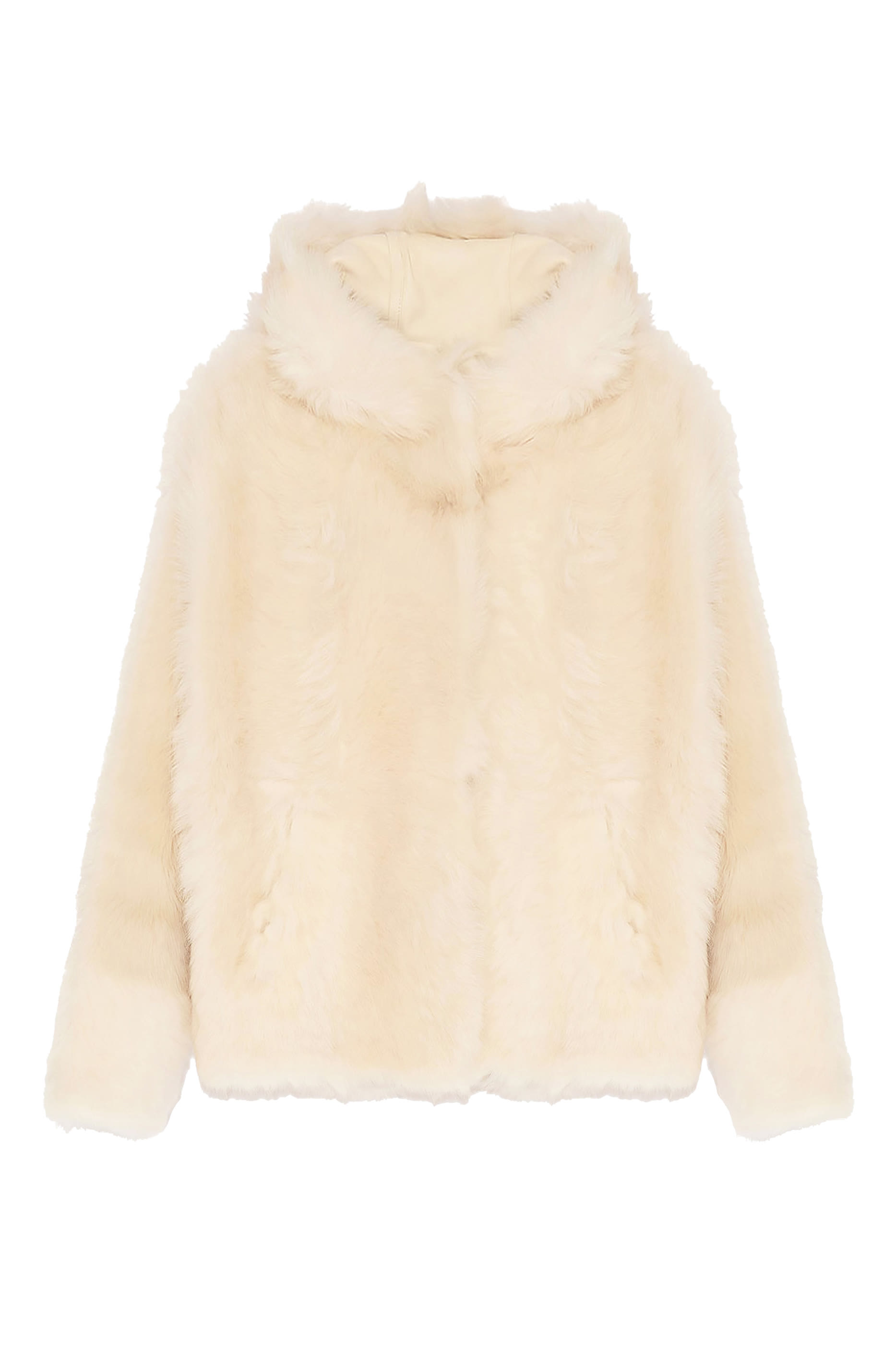 جاكيت قصير بغطاء للرأس جلد حمل توسكانا فولك