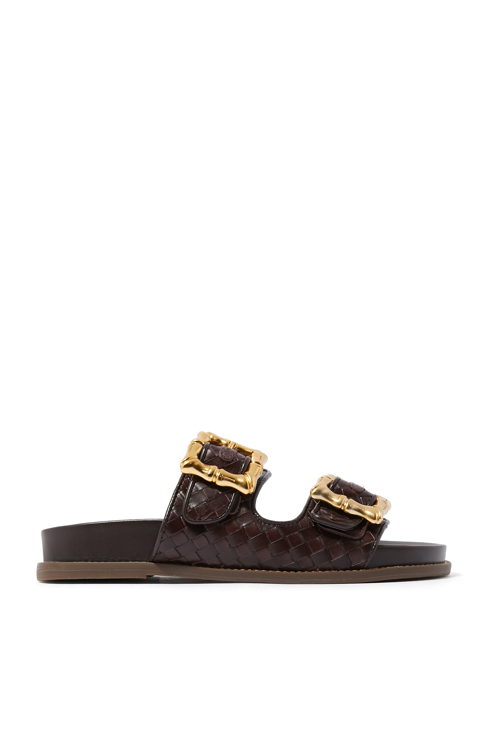 حذاء خفيف بمشابك بامبو معدنية ونعل مسطح