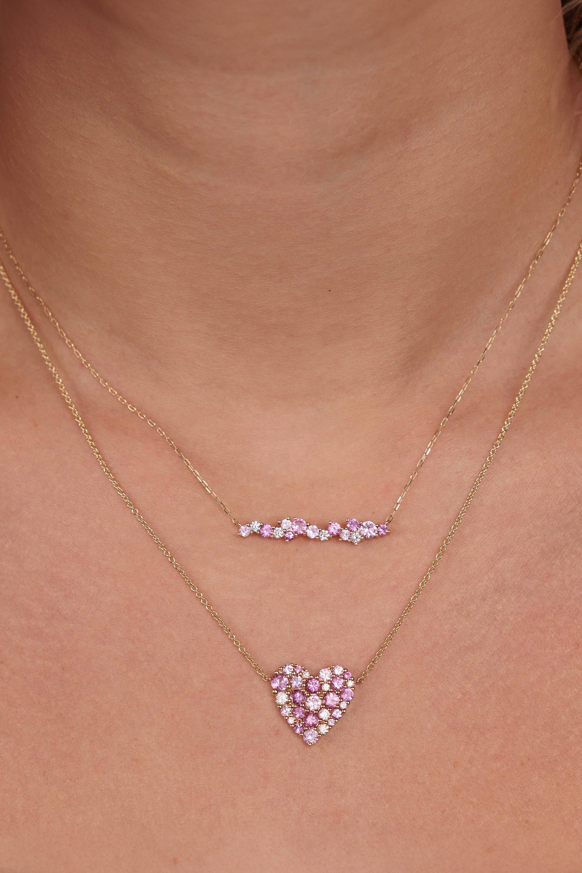 قلادة كوكتيل بقضيب مرصع بالياقوت والماس ذهب أصفر عيار 14