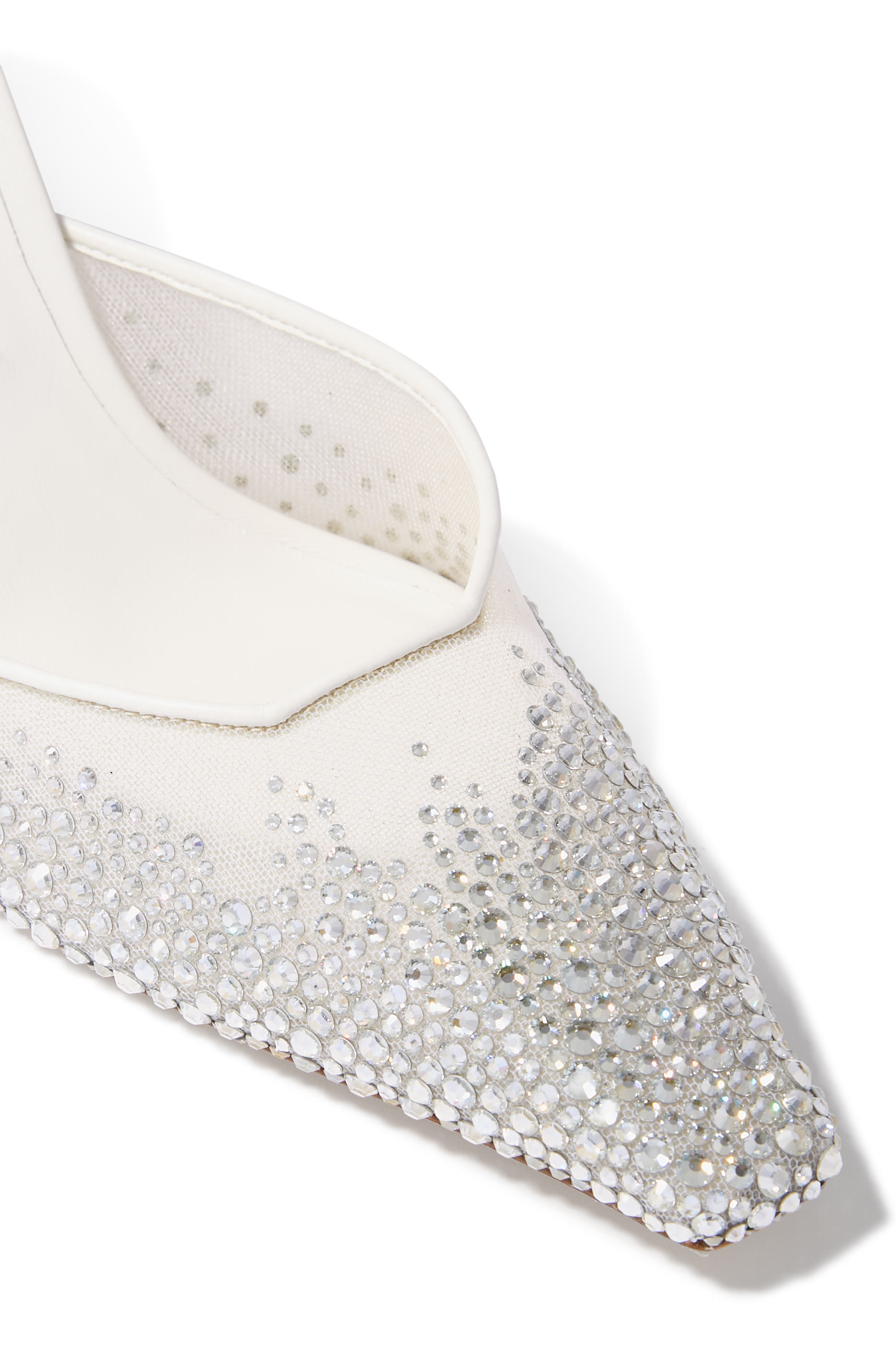 حذاء مفتوح من الخلف فيفي 65 قماش شبكي مرصع بالكريستال