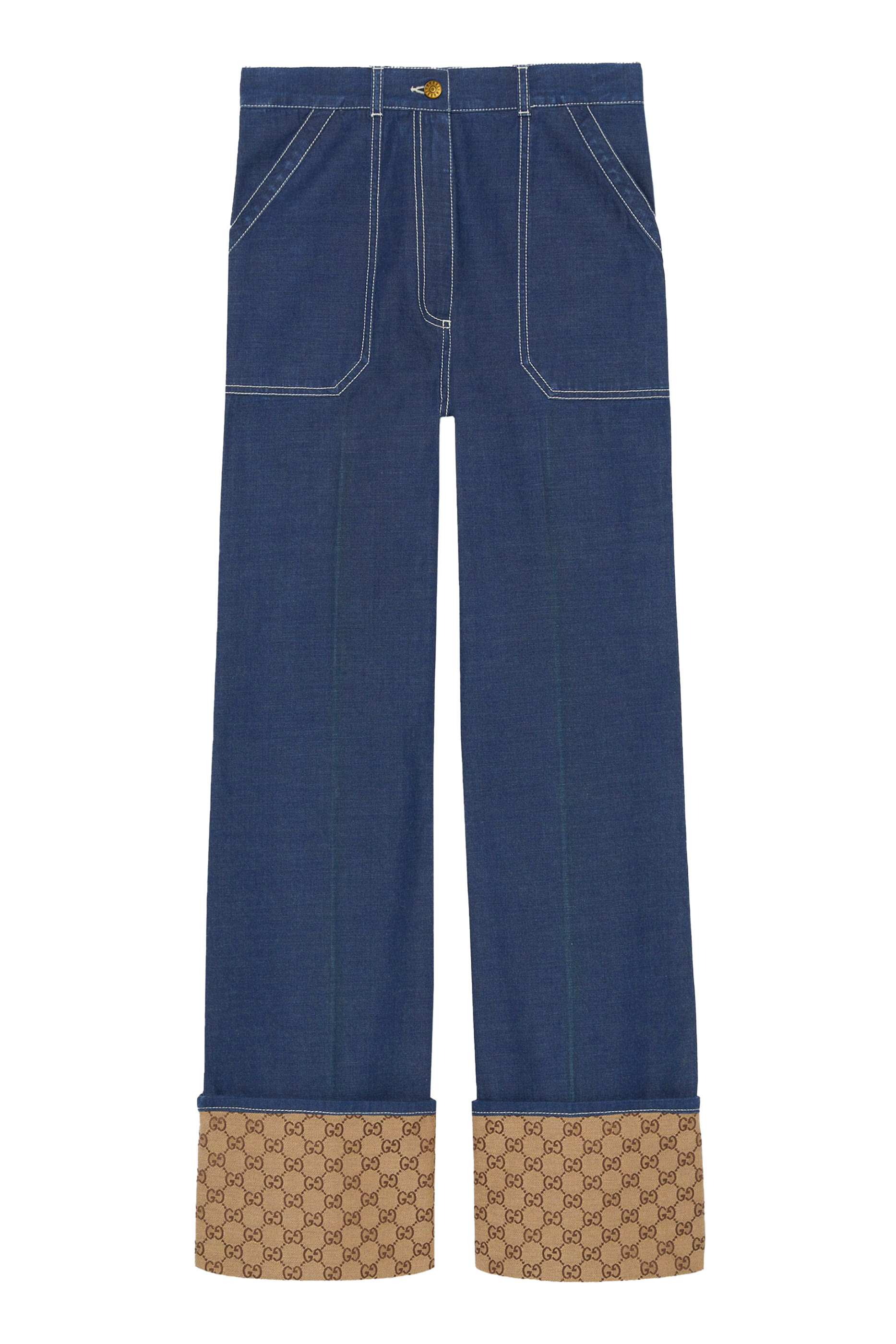 بنطال دنيم بأساور بنقشة حروف GG