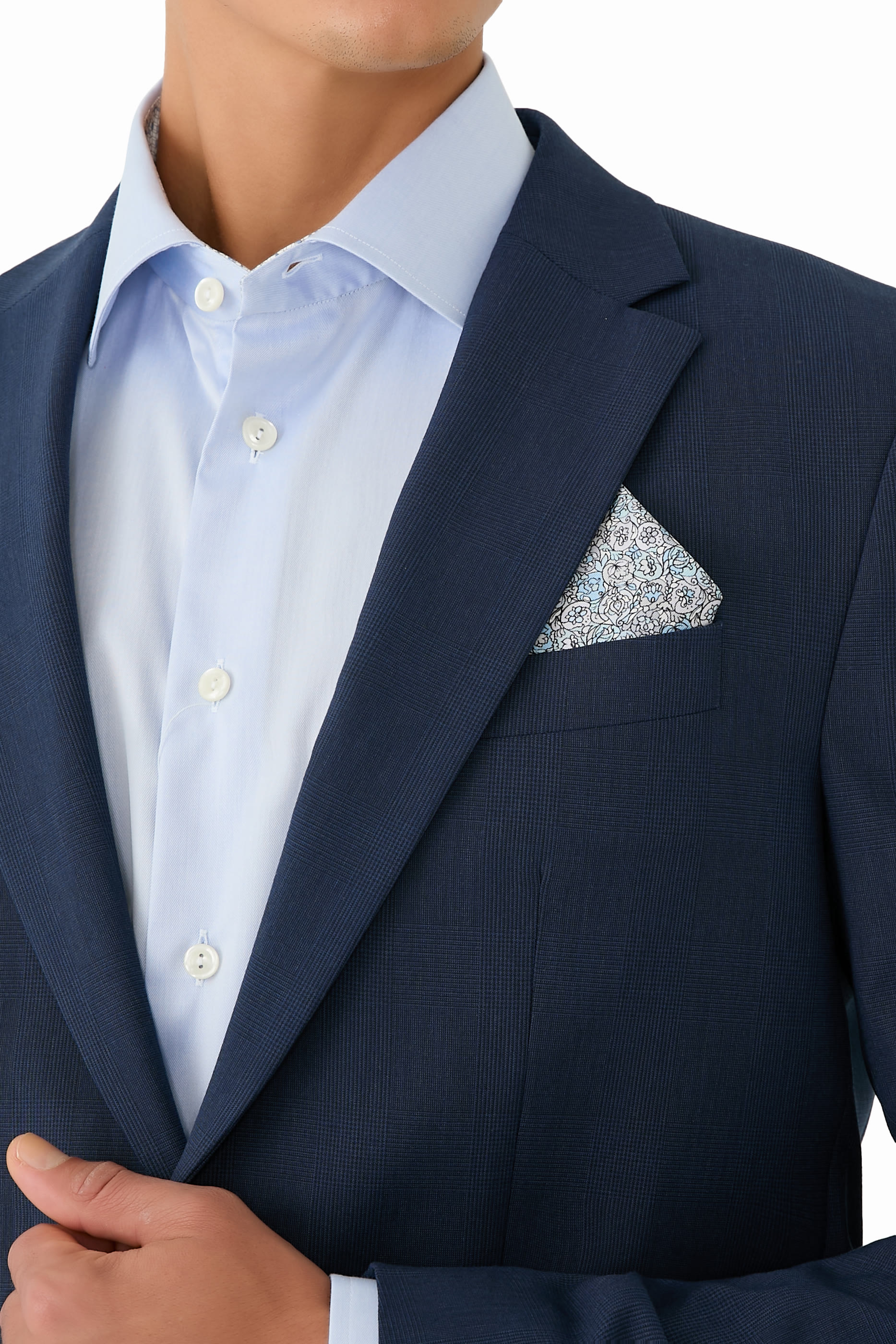 منديل جيب بنقشة زهور حرير