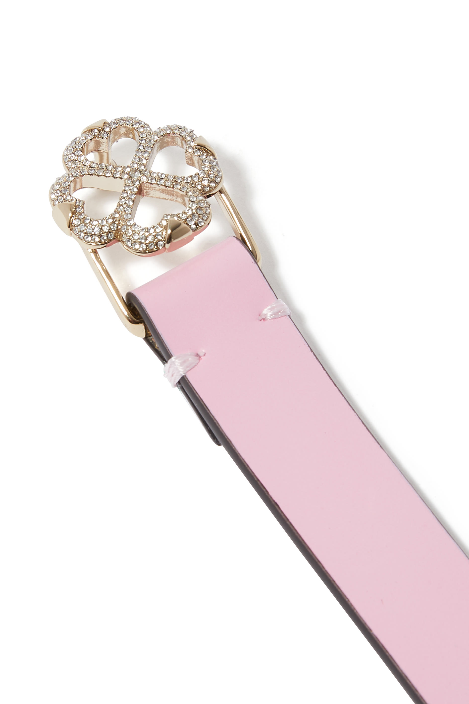 حزام بإبزيم على شكل زهرة بقلوب بستوني مرصعة بأحجار بافيه